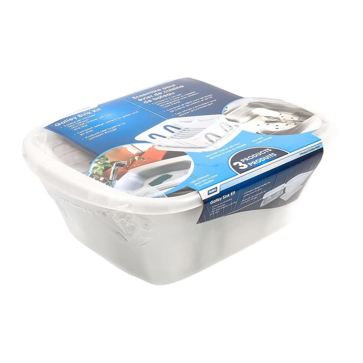 Camco RV Sink Kit | Dish Drainer, Dish Pan & Sink Mat, White