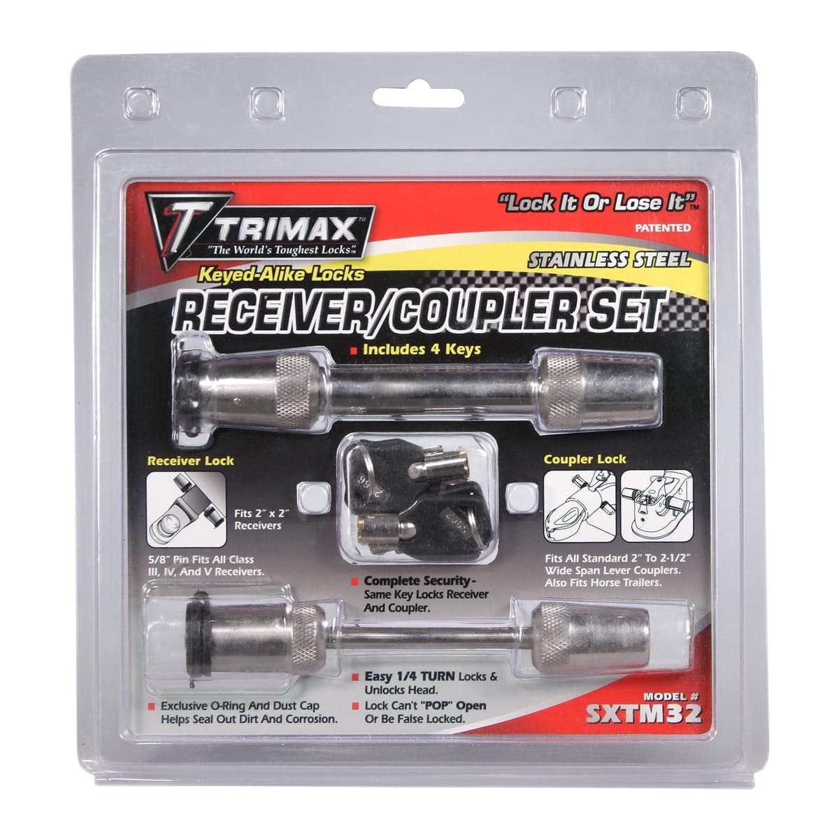 Trimax Stainless Steel Receiver & Coupler Lock Set | Keyed Alike