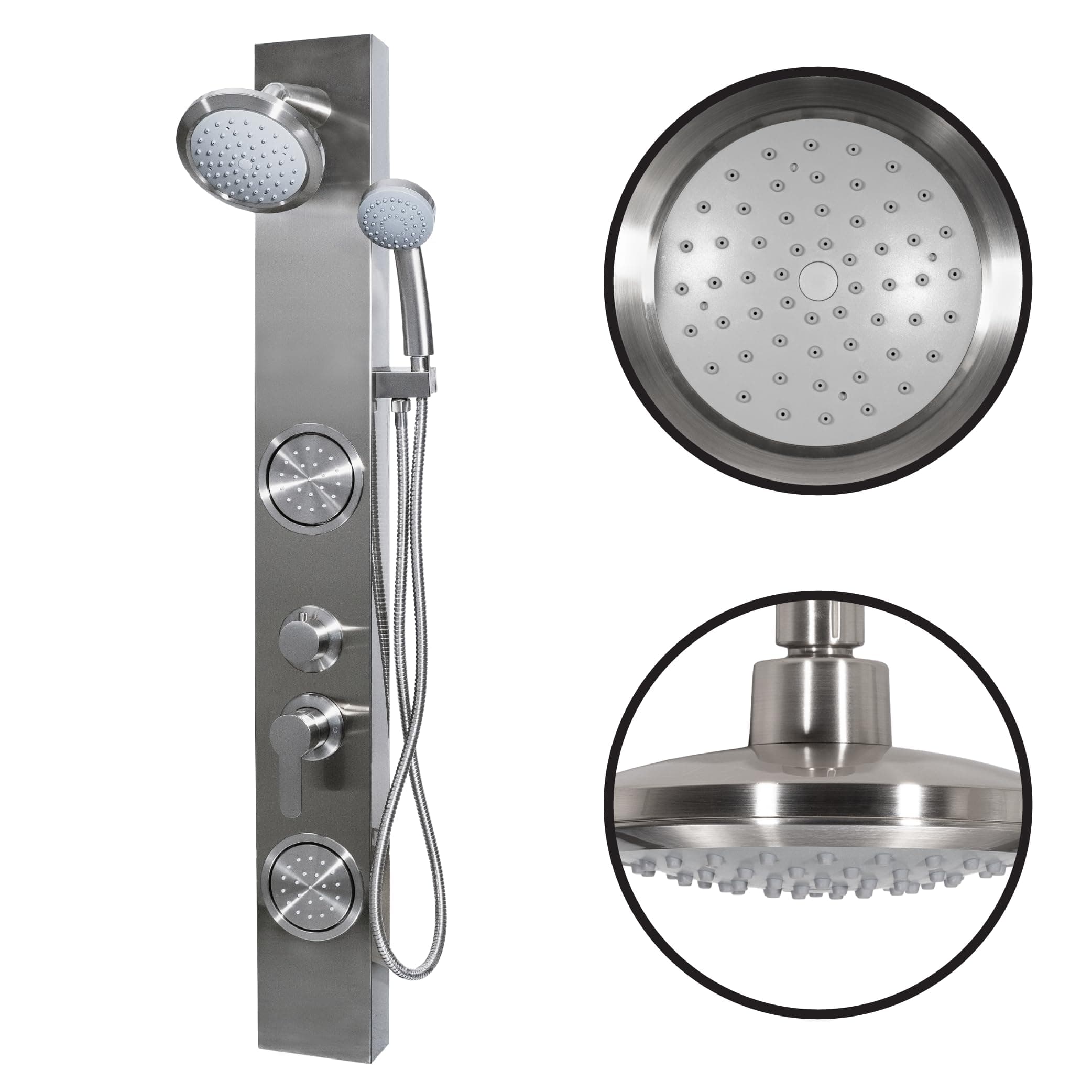 Dura Faucet 4-Spray Rain Shower Panel Column | Satin Nickel