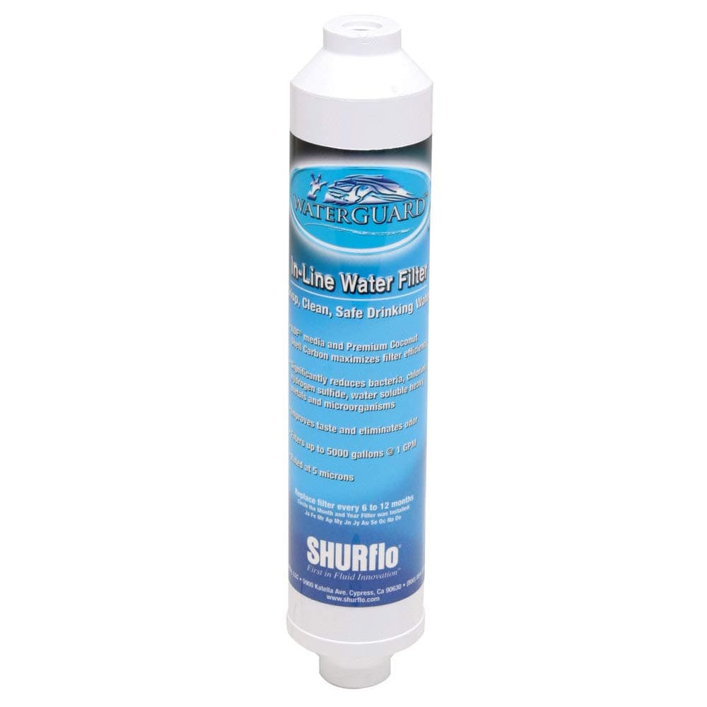 Shurflo Waterguard In-Line Water Filter Kit | 10 in GAC/KDF, 1/4 in NPT-F