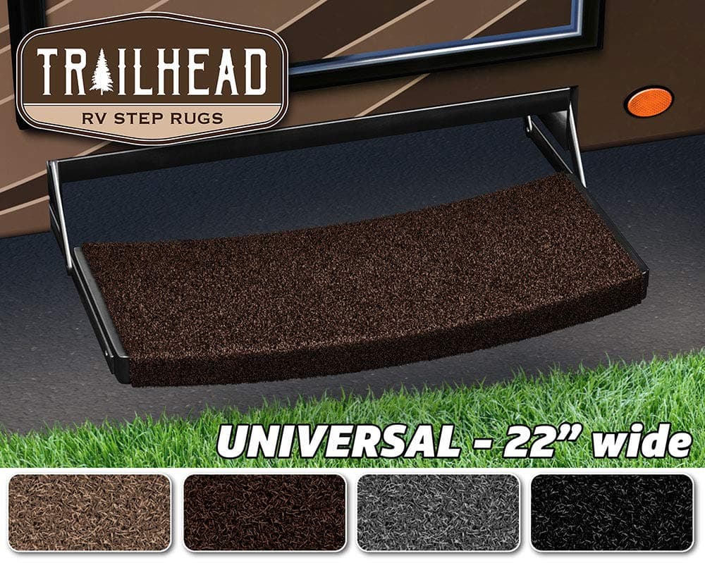 Prest-O-Fit Trailhead Universal RV Step Rug | 22" Wide, Grizzly Brown