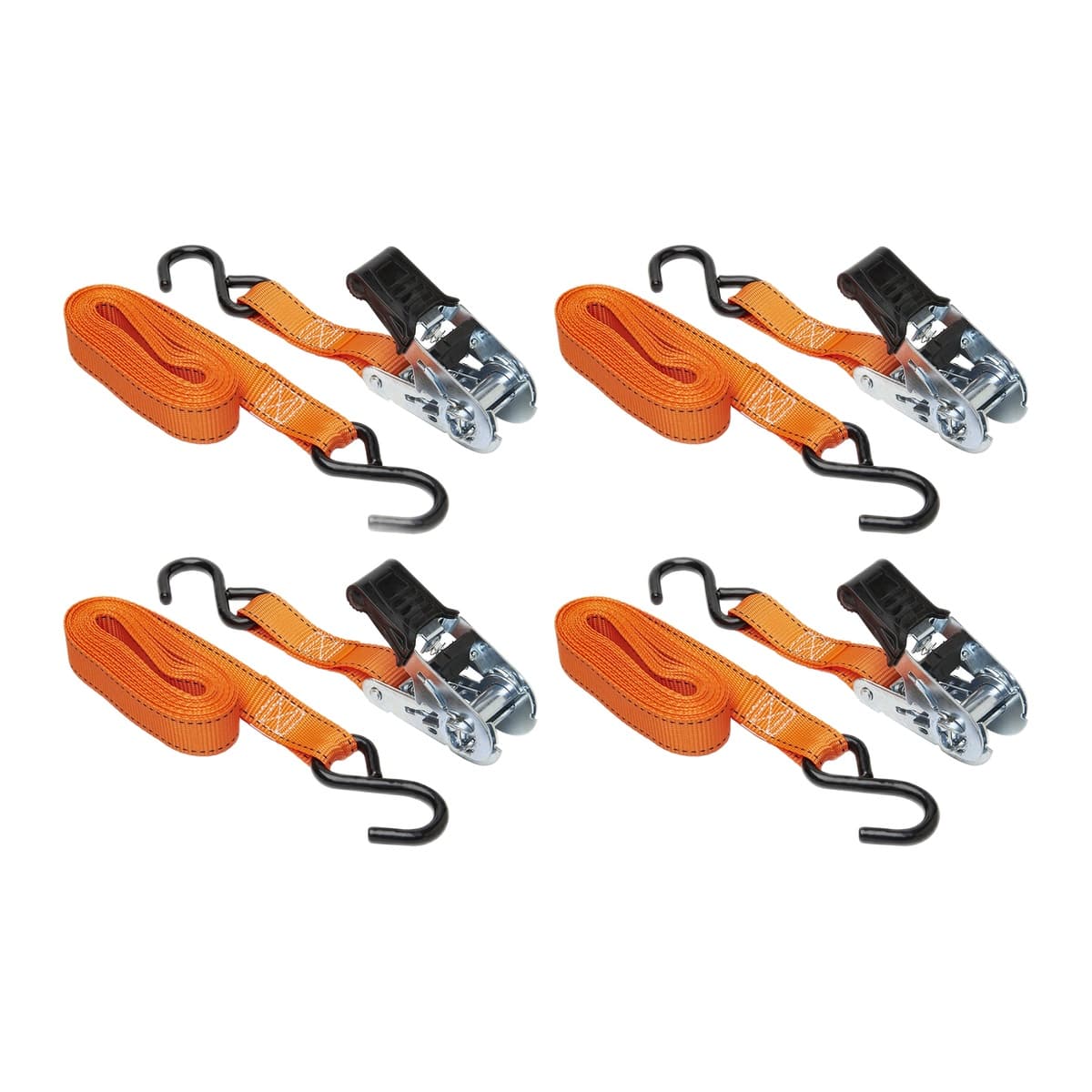 Keeper 1" x 14' High-Tension Ratchet Tie-Downs with S-Hooks, 4-Pack