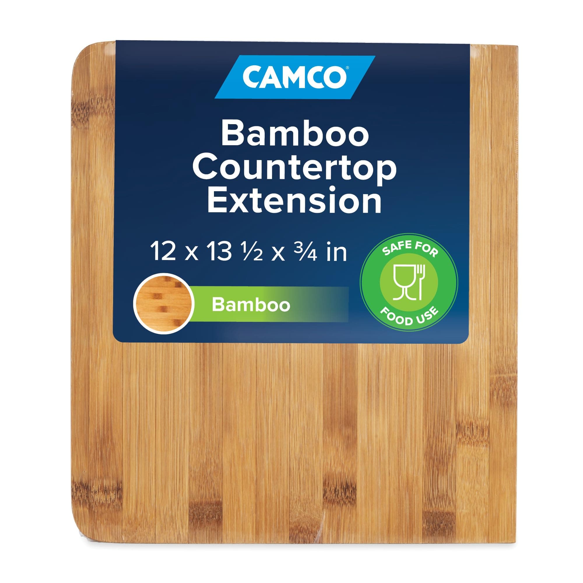 Camco Bamboo RV Countertop Extension | 12" x 13.5" x 0.75", Drop-Leaf Mount