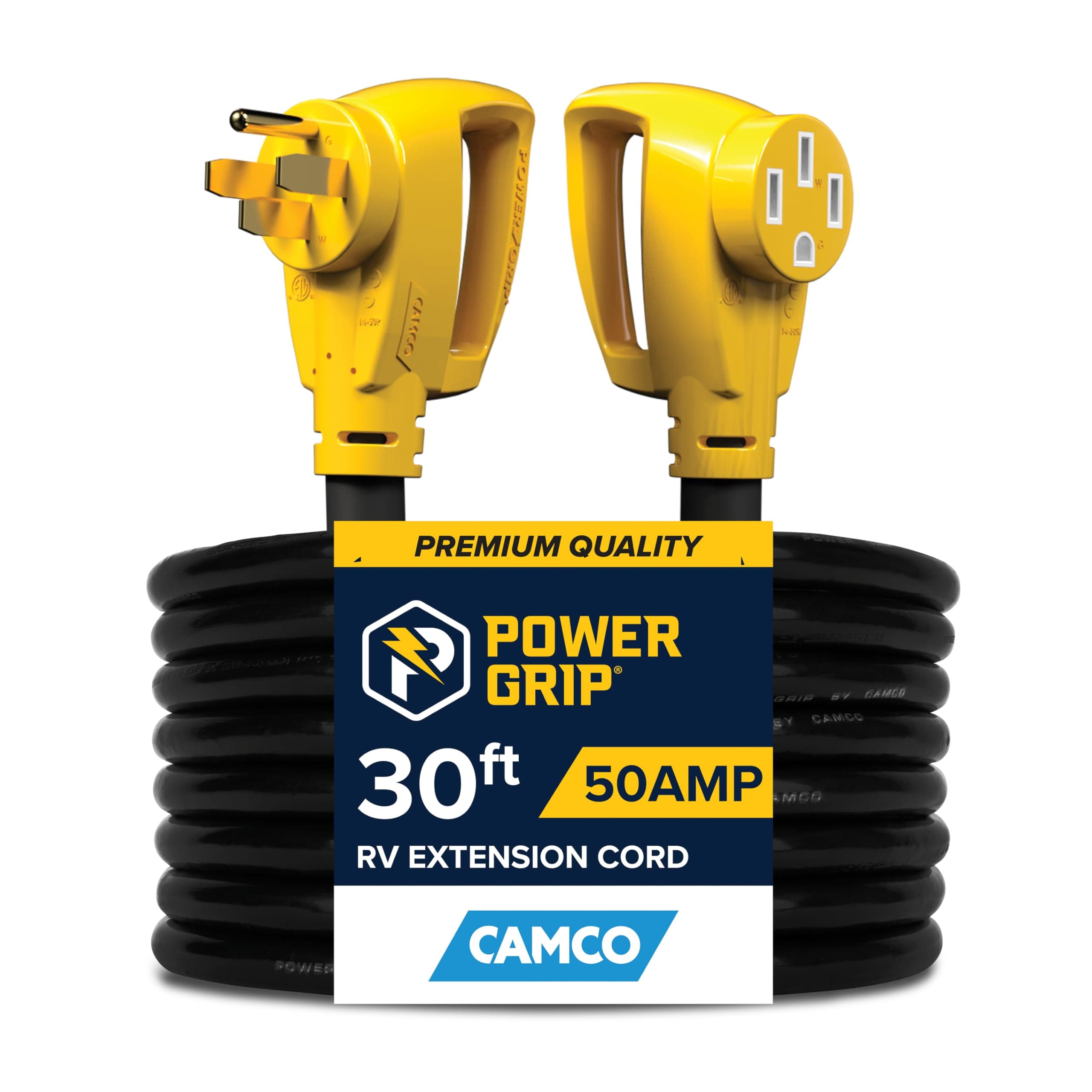 Camco Power Grip 50-Amp RV Extension Cord | 25 Ft, NEMA 14-50P to Locking SS2-50R