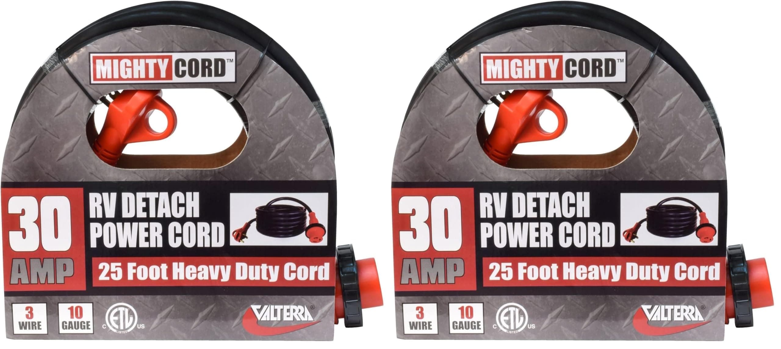 Valterra Mighty Cord 30-Amp Detachable RV Power Cord | 25 Ft, Red