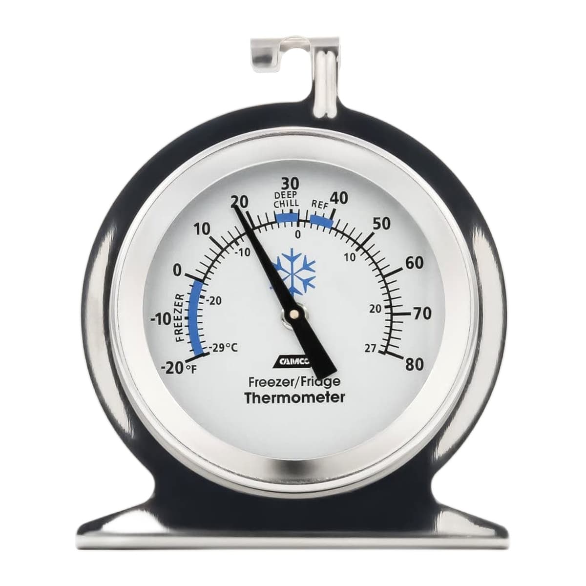 Camco RV Refrigerator/Freezer Thermometer | Stainless, Analog