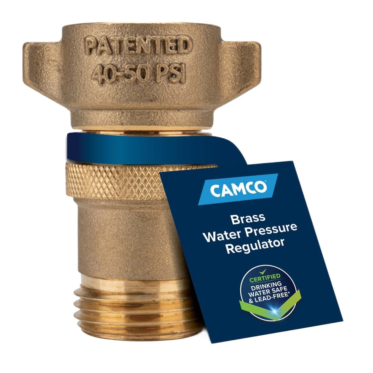 Camco Brass RV Water Pressure Regulator | Preset 40–50 PSI