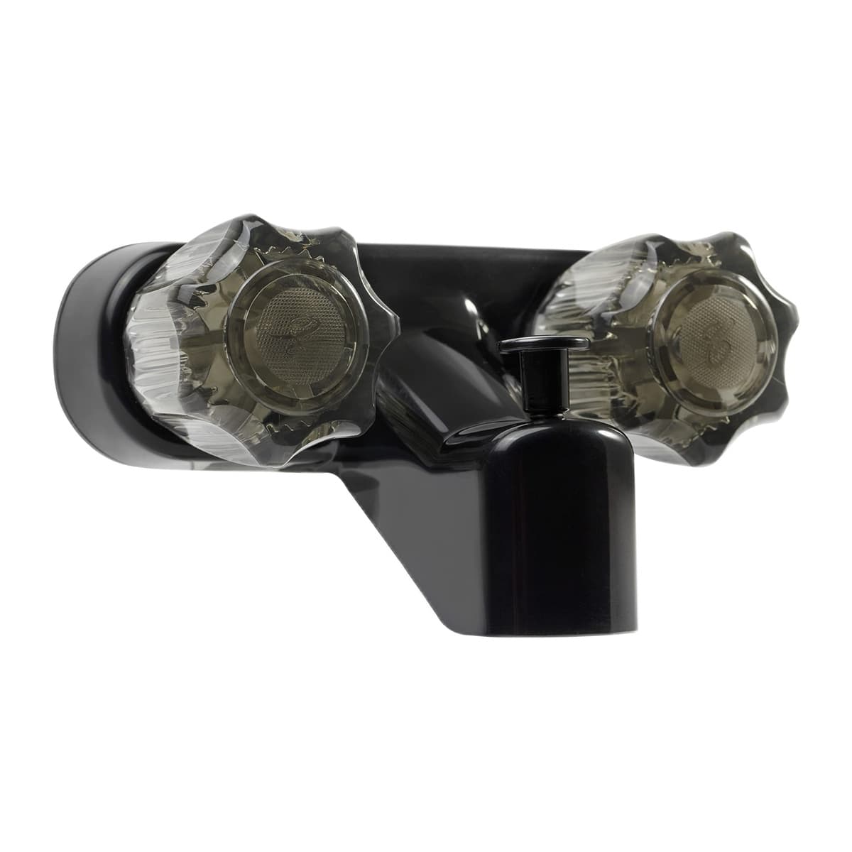 Dura Faucet RV Tub & Shower Diverter Faucet | Smoked Acrylic Knobs, Black