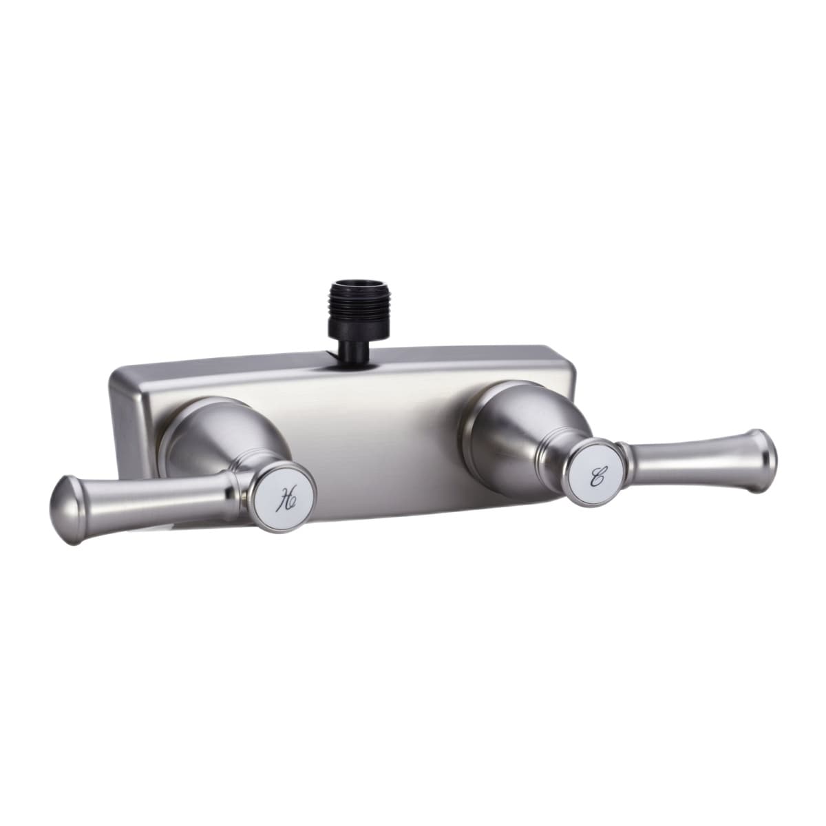 Dura Faucet Designer RV Shower Faucet | Brushed Satin Nickel, Teapot Levers