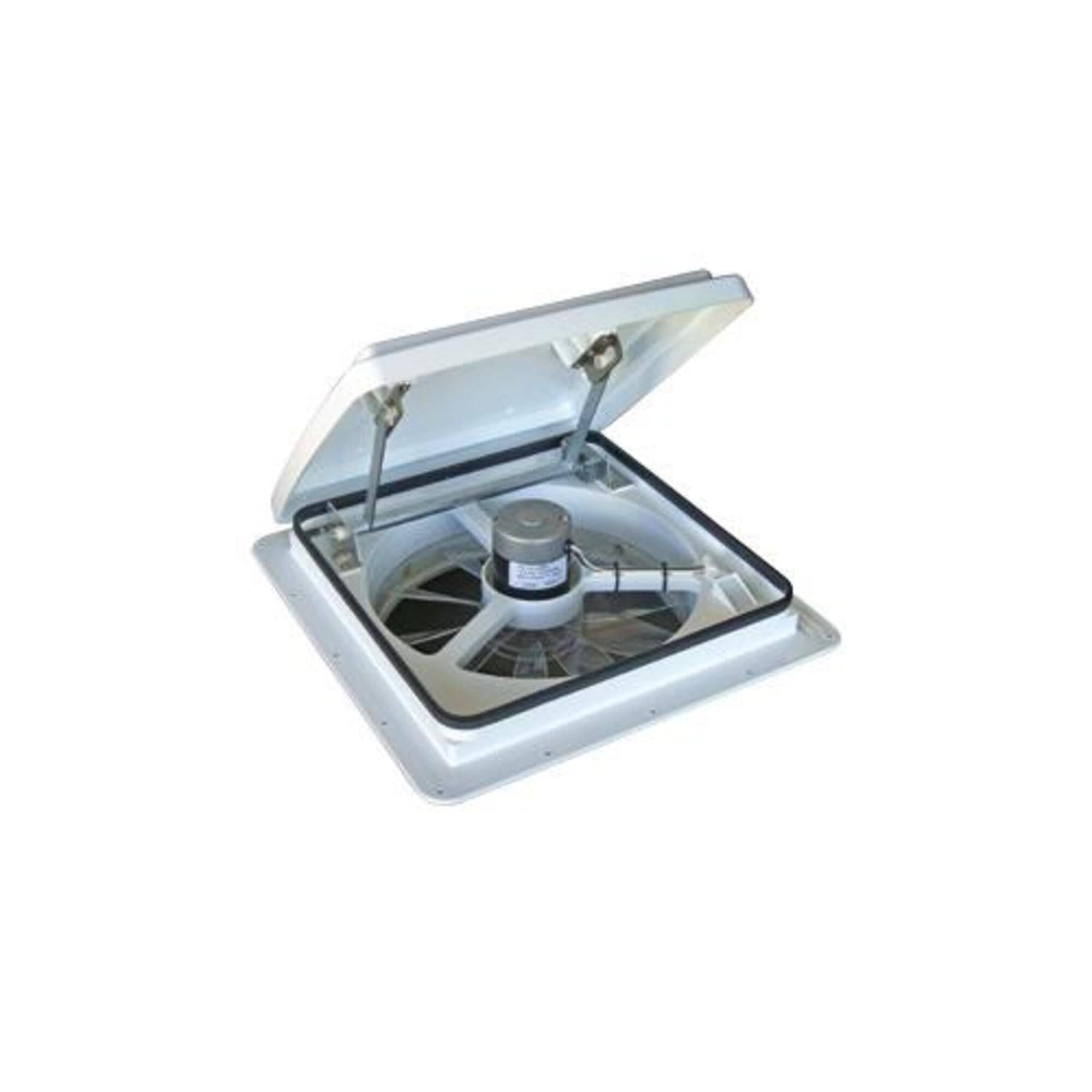 MaxxAir Maxxfan Plus RV Roof Vent Fan | 14" x 14", 12V 10-Speed, Manual Lift, White