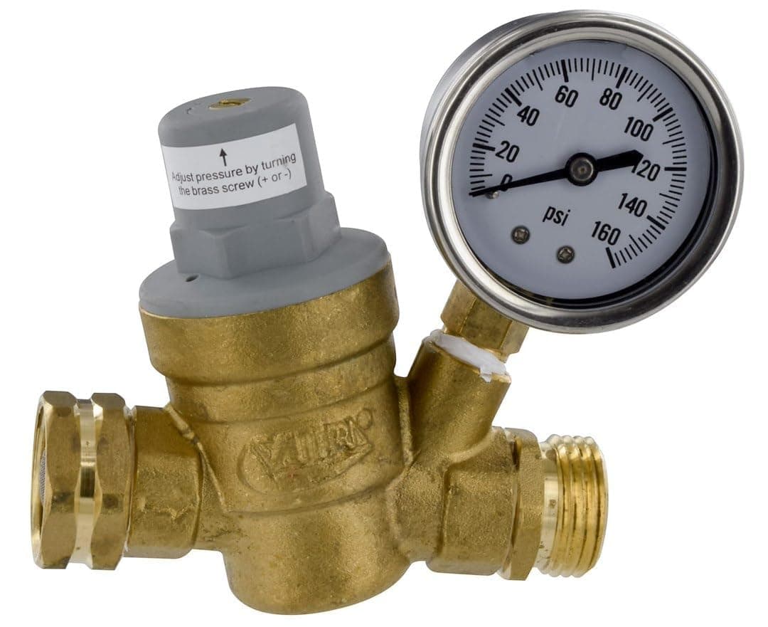 Valterra Adjustable Brass Water Pressure Regulator | Lead-Free, 45 PSI Preset