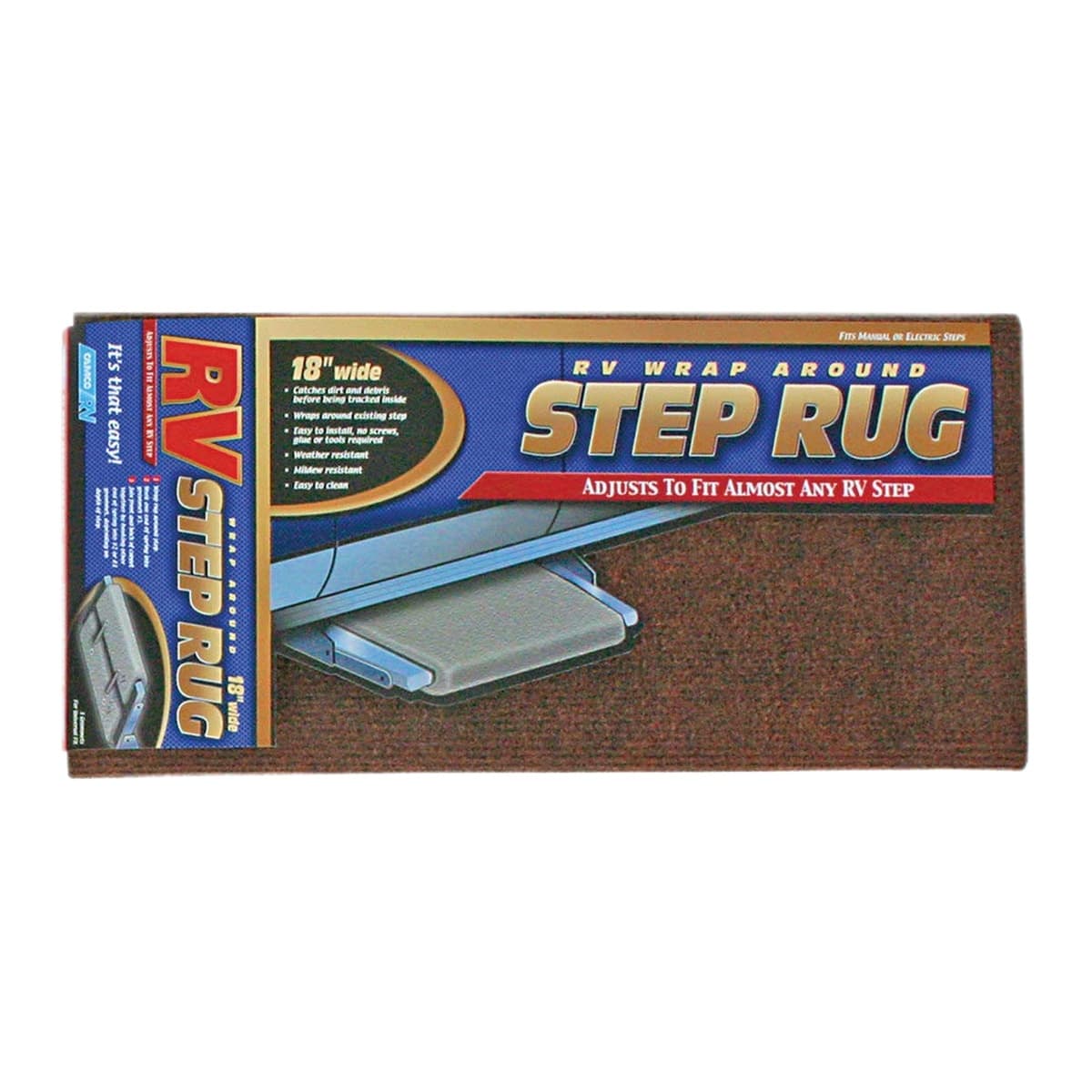 Camco Wrap-Around RV Step Rug | 18 in, Brown