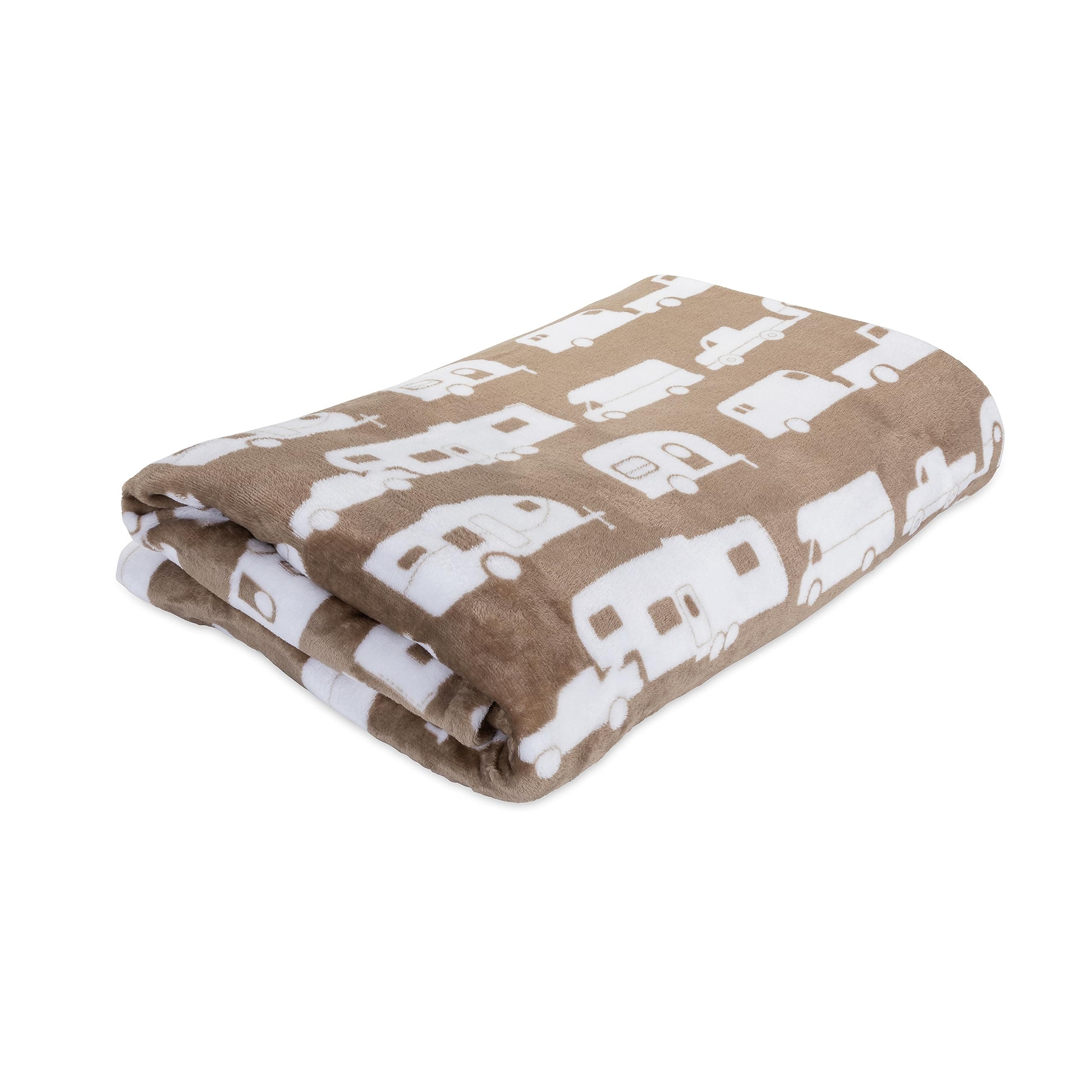 Life is Better at the Campsite Plush Fleece Blanket | Queen 90" x 90", Greige