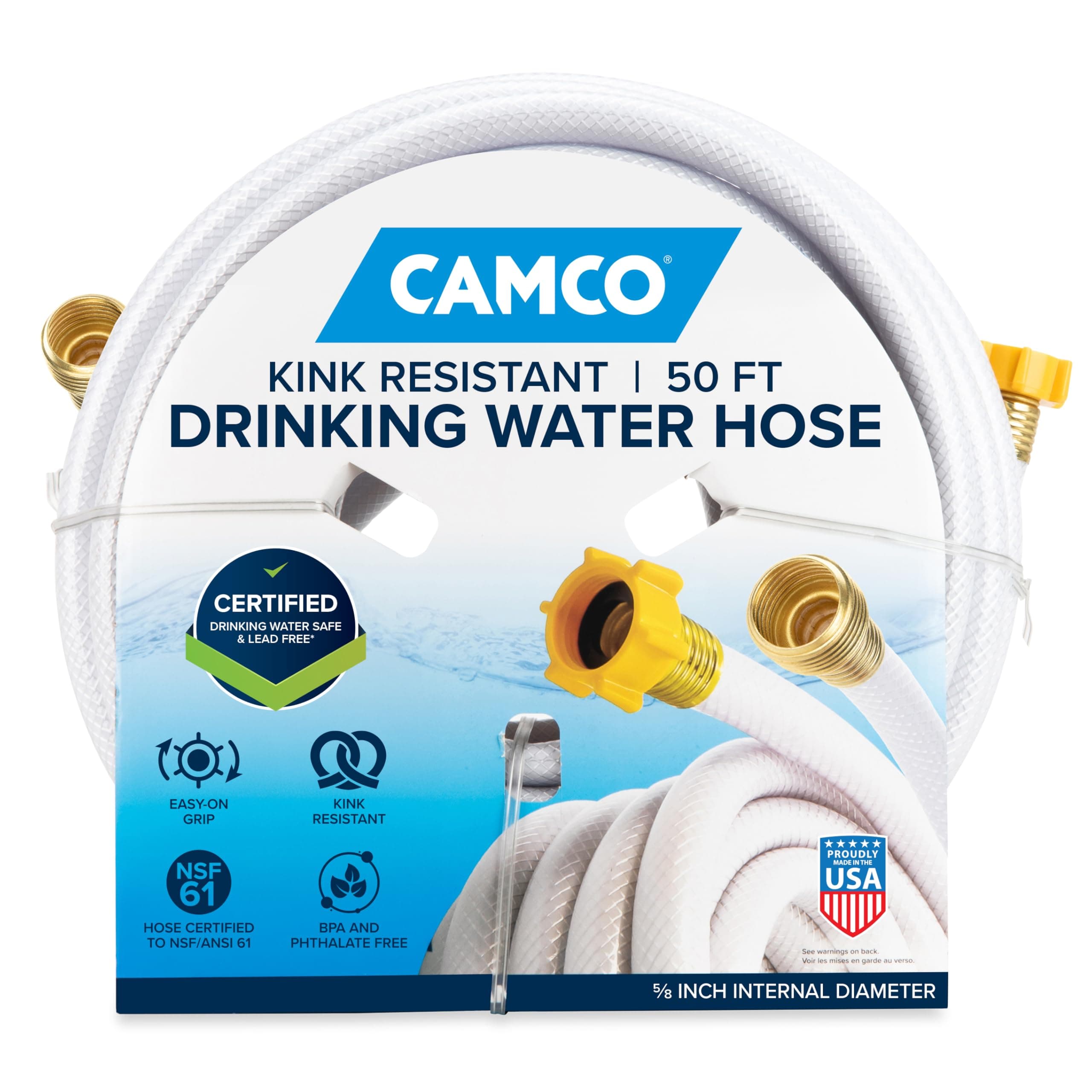 Camco TastePURE Drinking Water Hose | 50 ft x 5/8" ID, Lead-Free