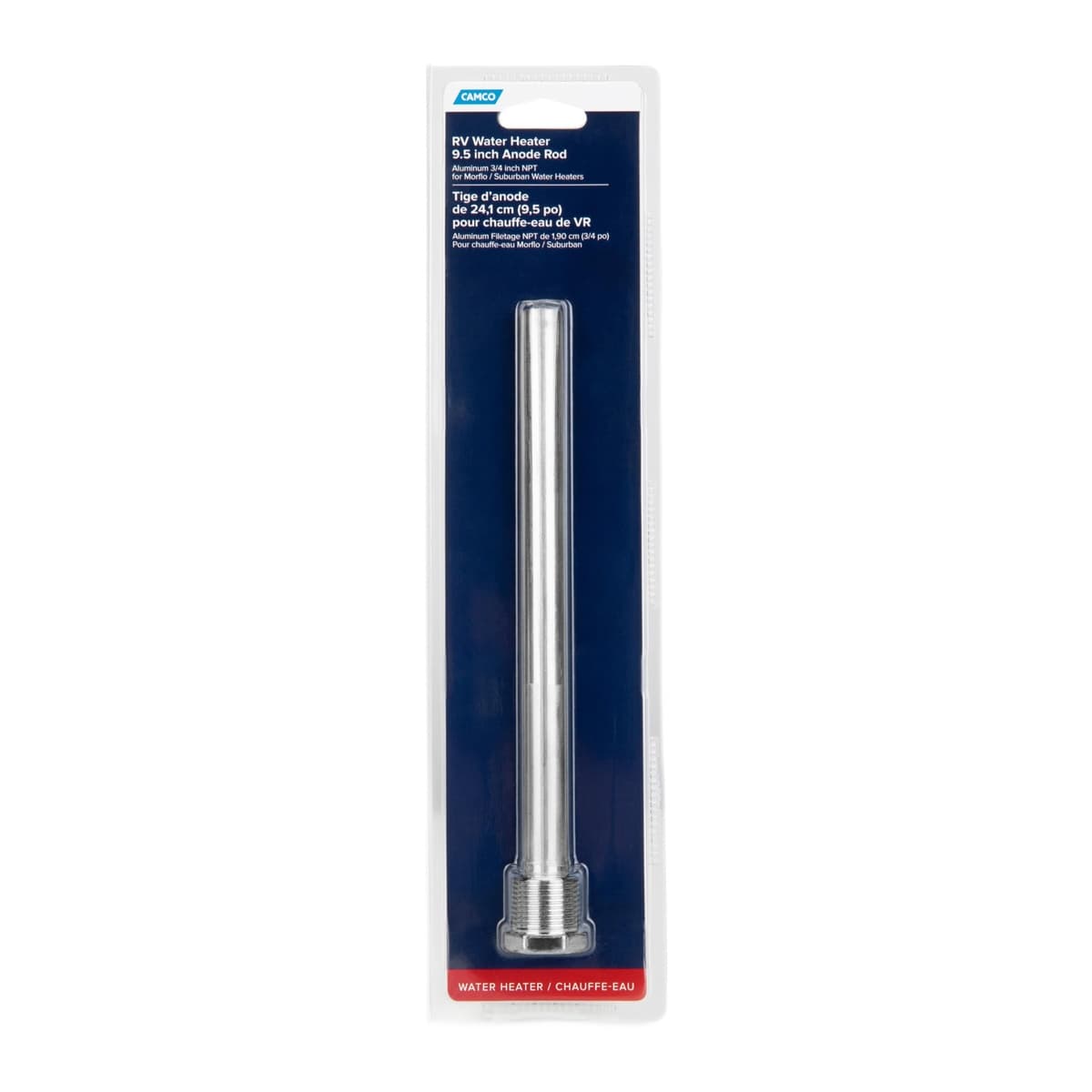 Camco Aluminum RV Water Heater Anode Rod | 3/4" NPT, Suburban/Mor-Flo