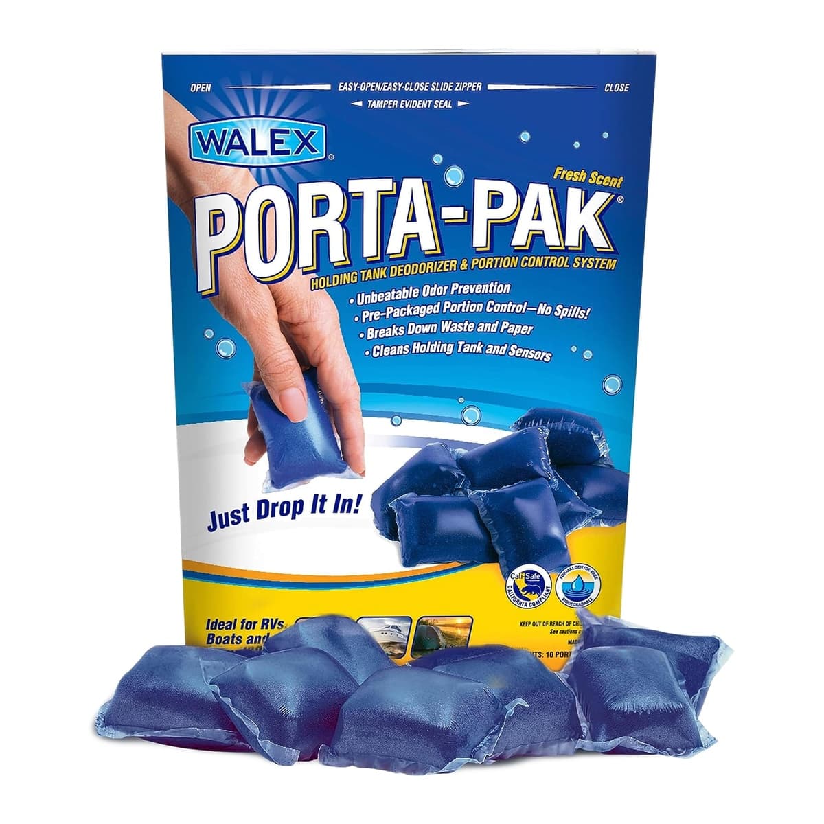 Walex Porta-Pak Holding Tank Deodorizer | Fresh Scent, 10 Drop-Ins