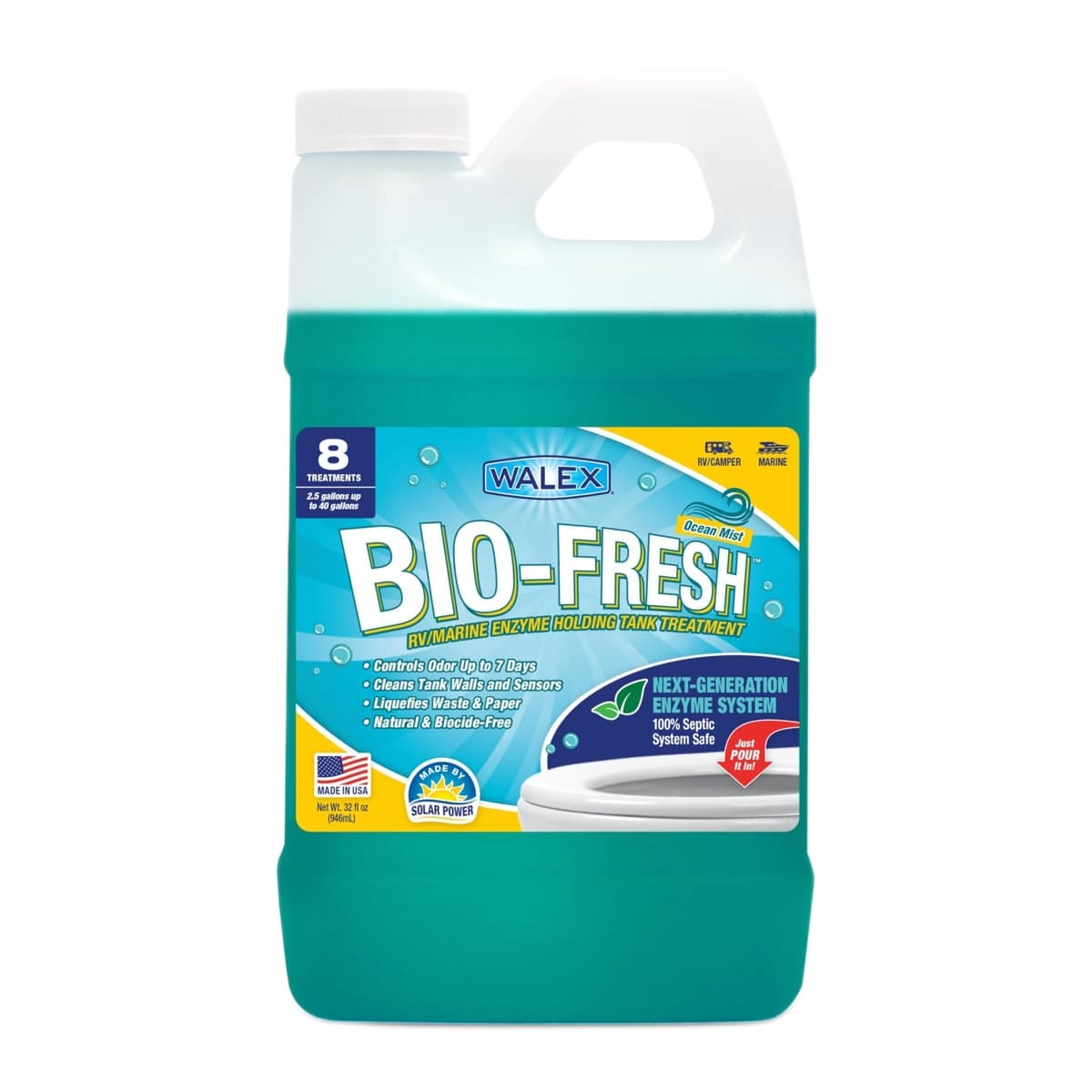 Walex Bio-Fresh Liquid Holding Tank Treatment, Ocean Mist 32 oz