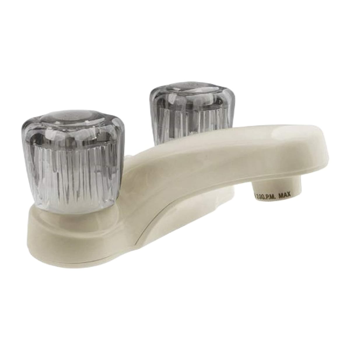 Dura Faucet RV Bathroom Faucet | Smoked Acrylic Knobs, Bisque Parchment