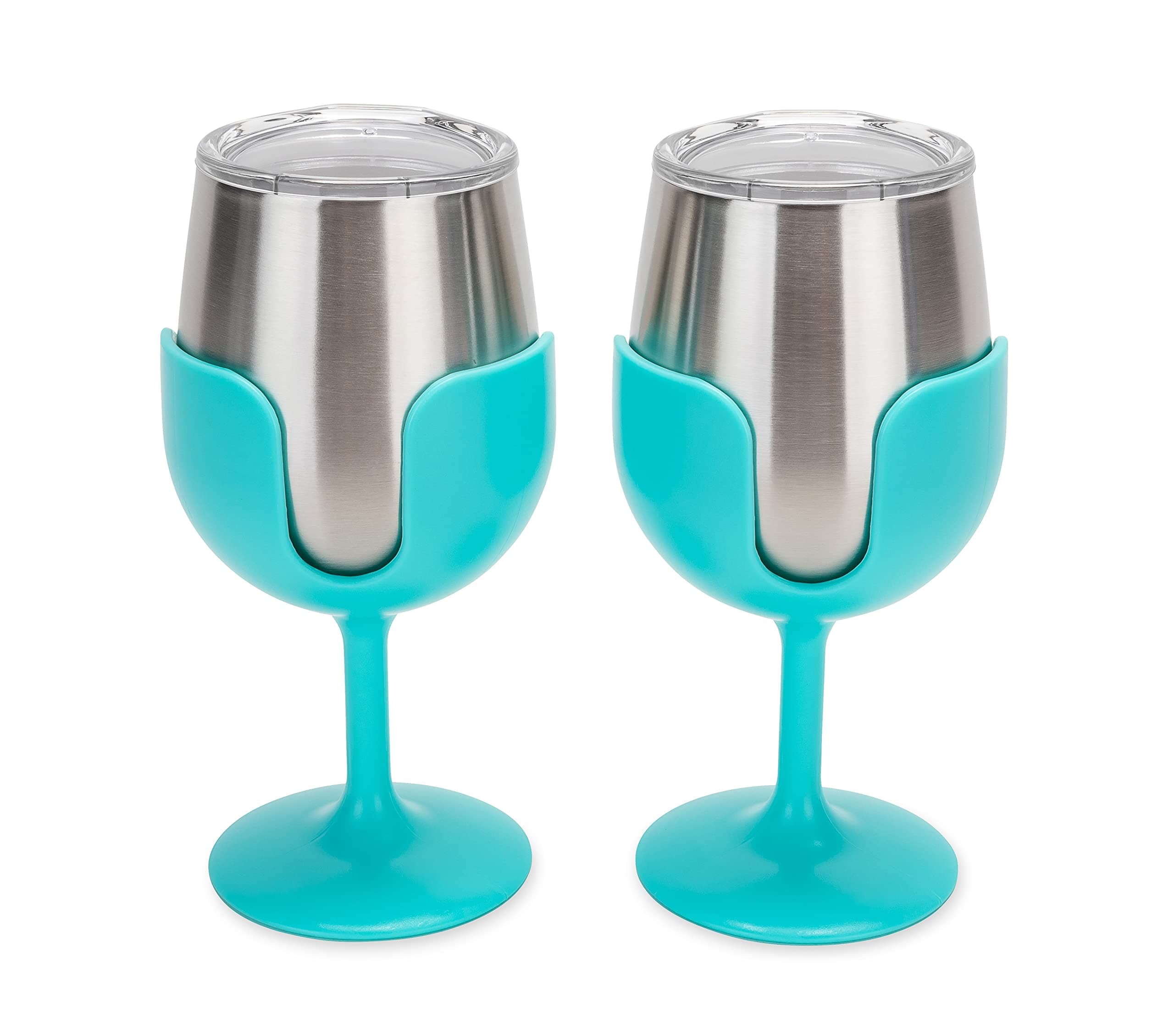 Camco Stainless Steel Wine Tumbler 2-Pack | 8 oz, Double-Wall Insulated with Removable Stems