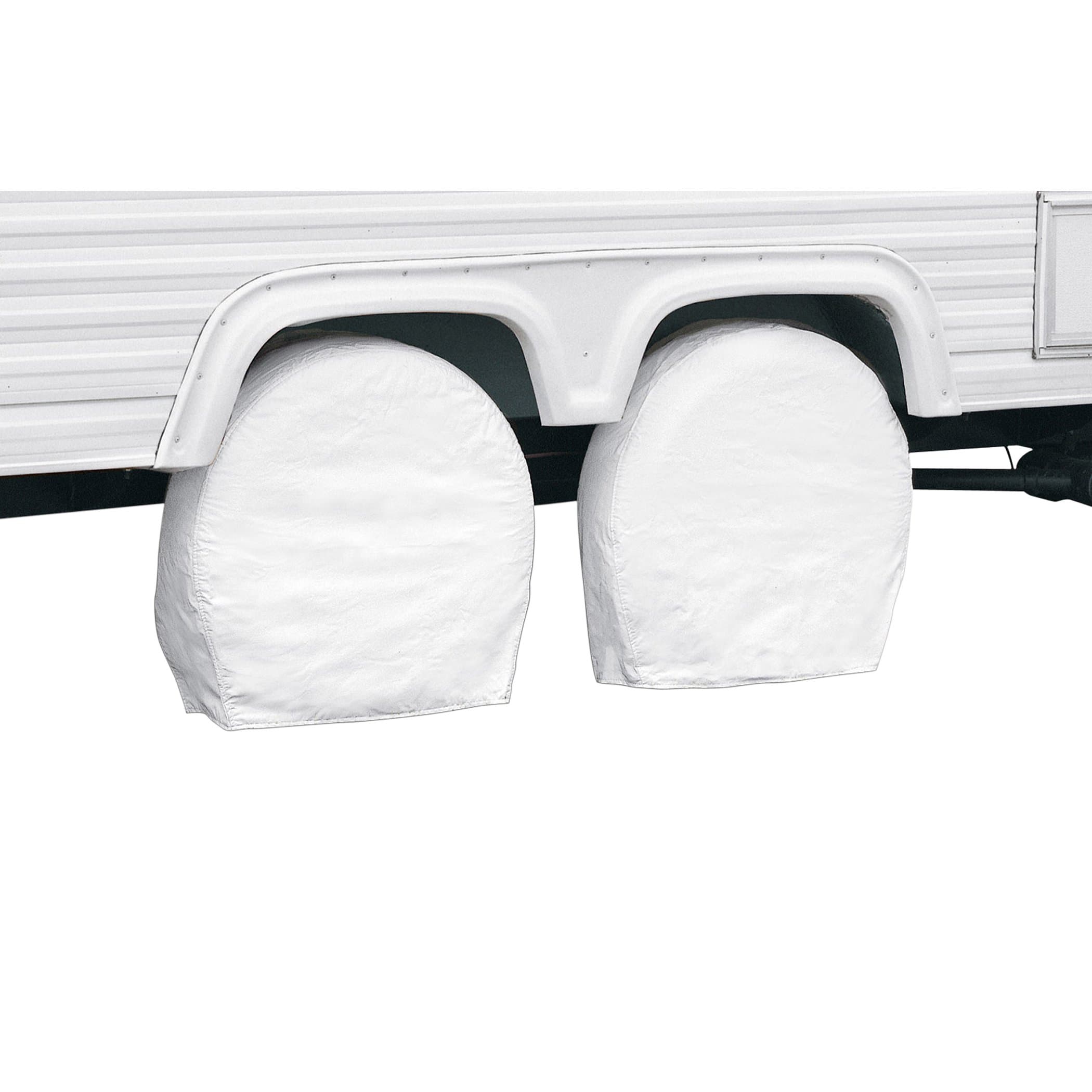Classic Accessories Over Drive RV Wheel Covers - Model 6 | 37-41 in Wheels, 9.25 in Tire Width, Snow White, Pair