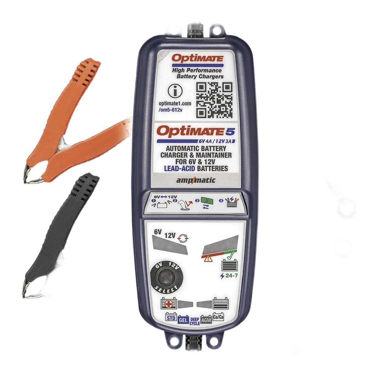 OptiMate 5 Select 6V/12V Charger & Maintainer for Deep-Cycle Batteries