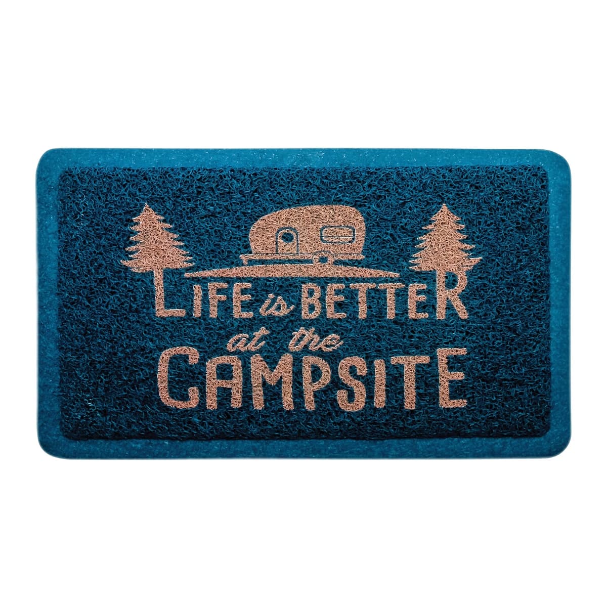 Camco Life is Better at the Campsite Scrub Rug | 26.5" x 15", Blue