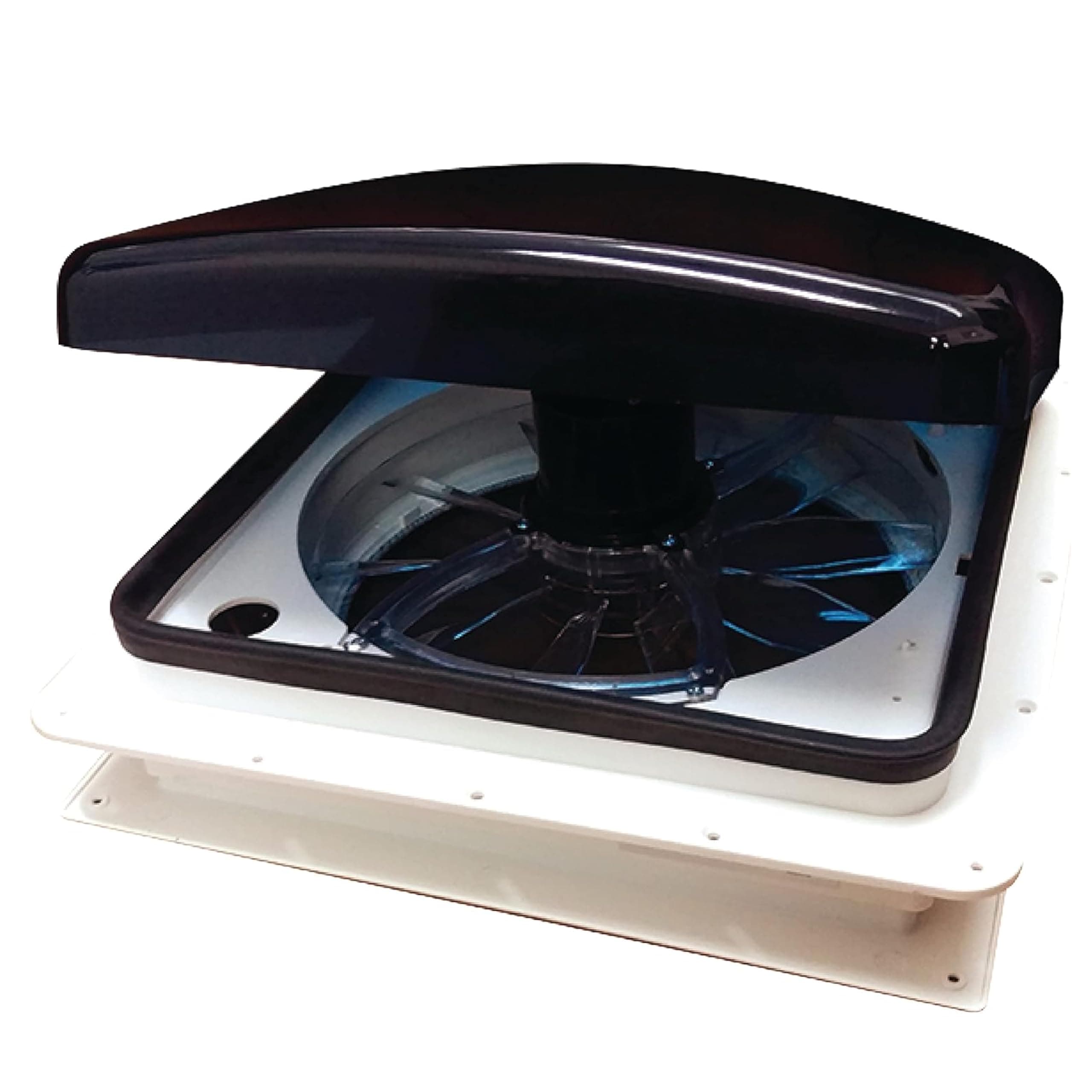 Heng's Zephyr 14" RV Power Roof Vent | Smoke Lid, 12V Fan, White Interior Frame