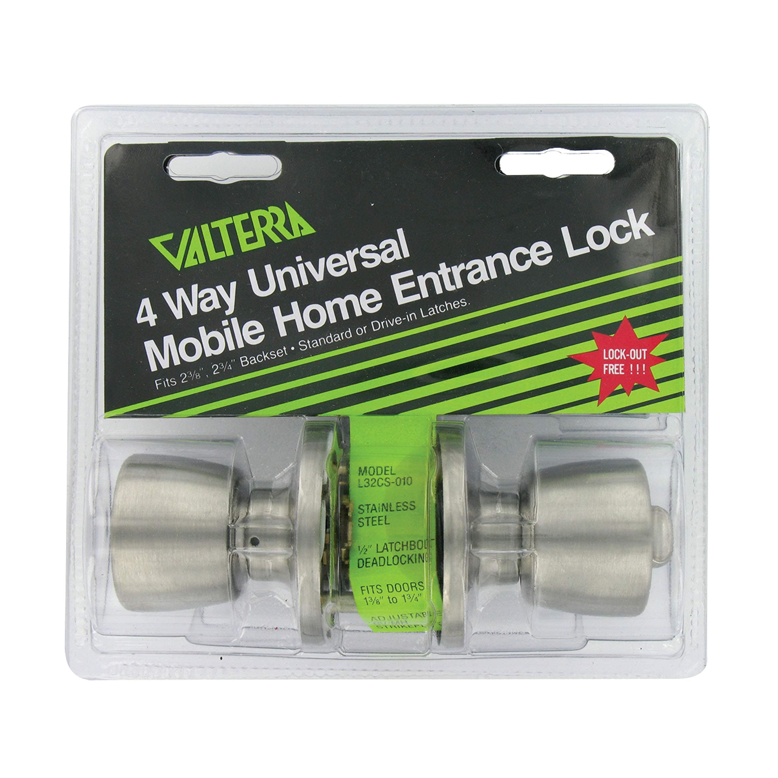 Valterra Stainless Steel Entrance Door Lock | Knob x Knob, 4-Way Universal Fit