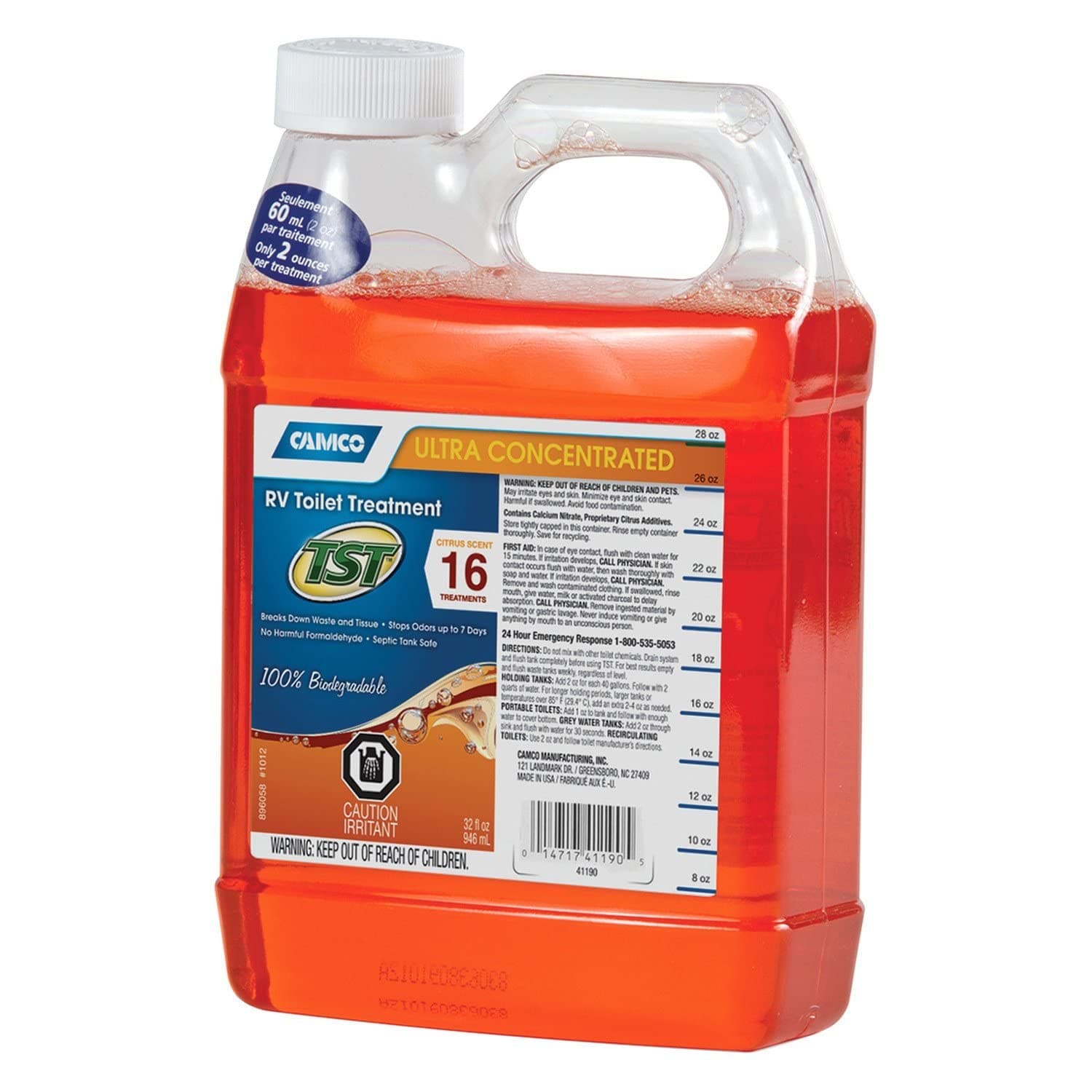 Camco TST MAX Orange Power Toilet Treatment | 32 oz Holding Tank Treatment