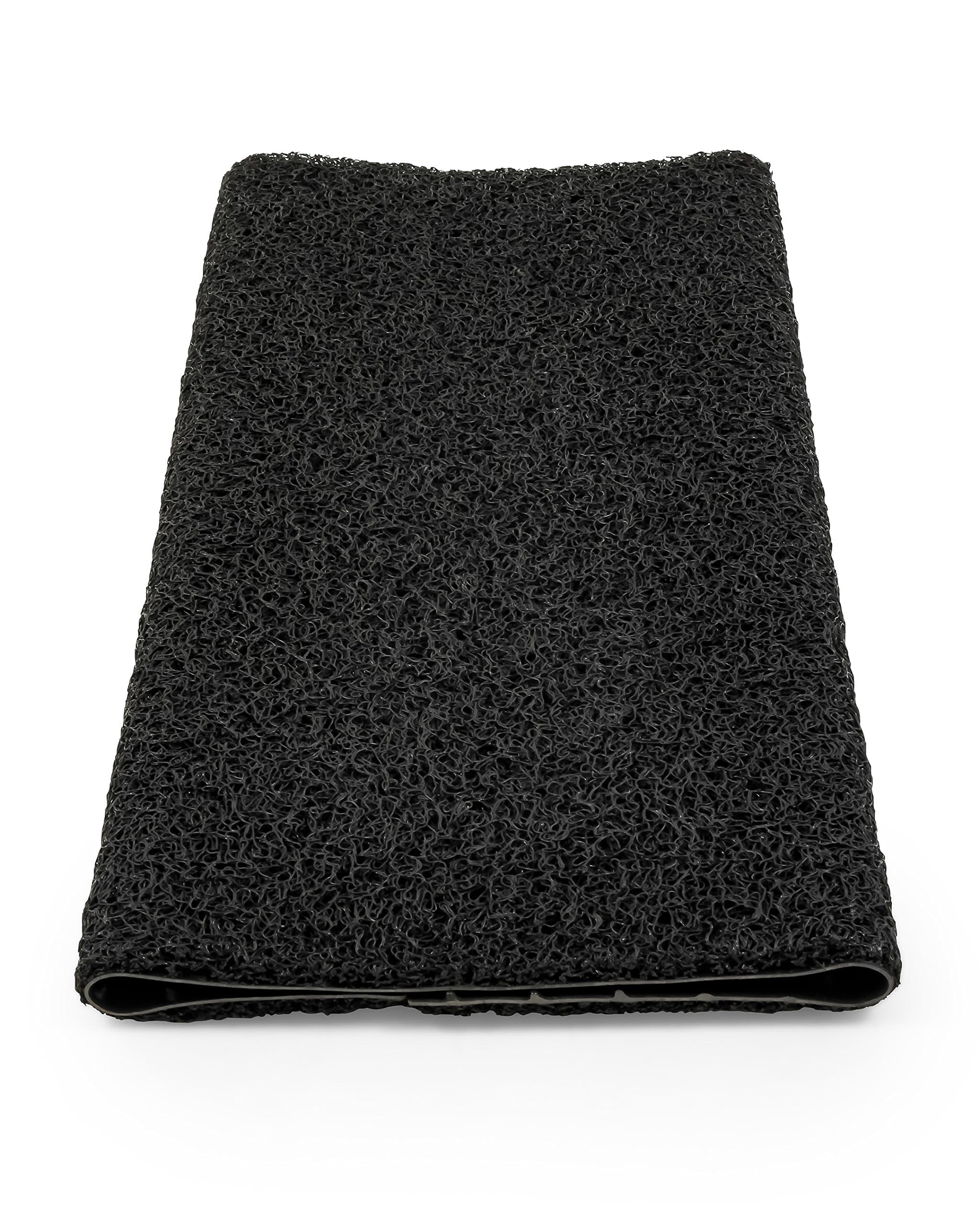 Camco Premium Wrap-Around RV Step Rug | 18" Wide, Black, PVC Loop with TPE Backing
