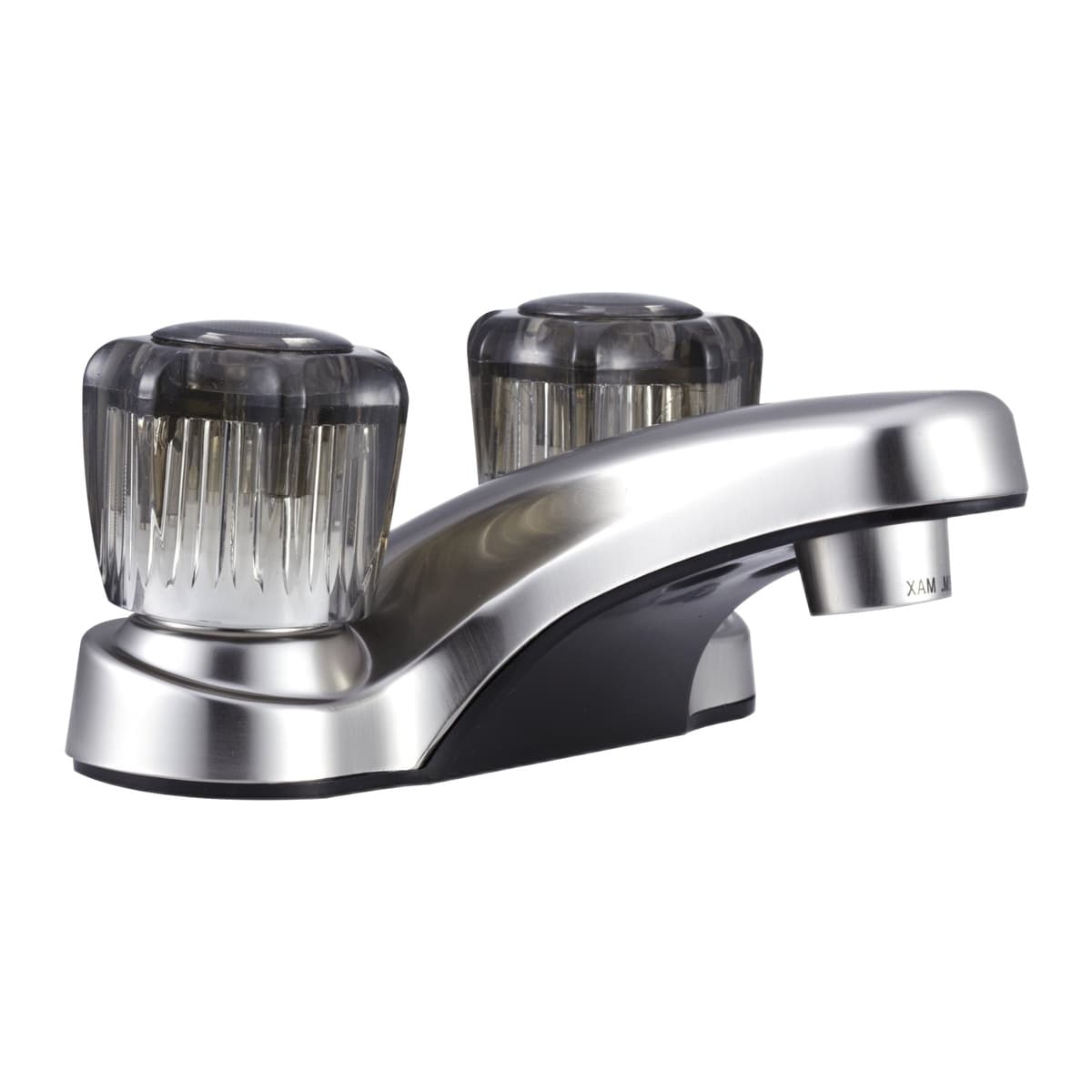 Dura Faucet RV Bathroom Faucet | Smoked Acrylic Knobs, Brushed Satin Nickel