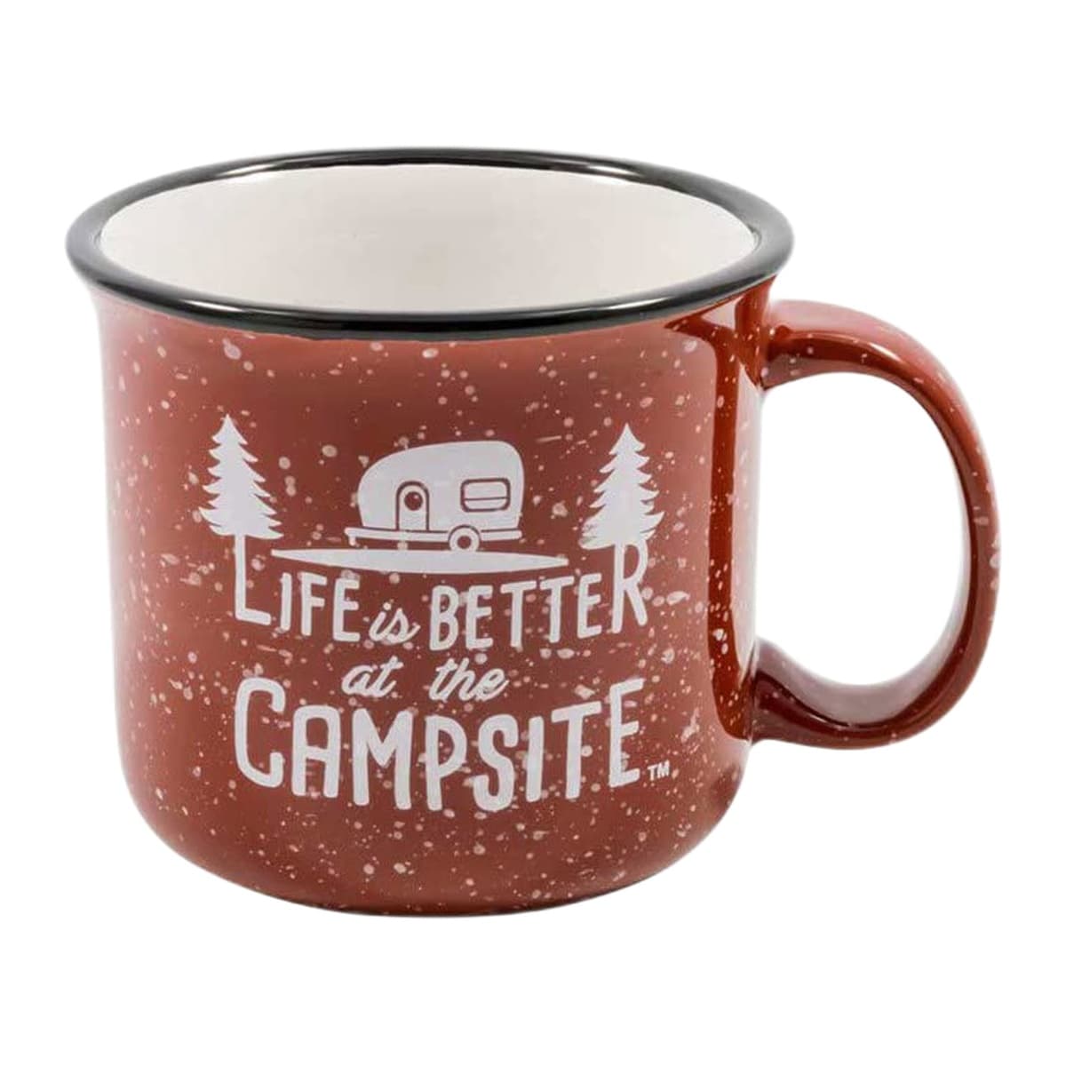 Camco Life is Better at the Campsite Ceramic Mug | 14 oz, Speckled Red