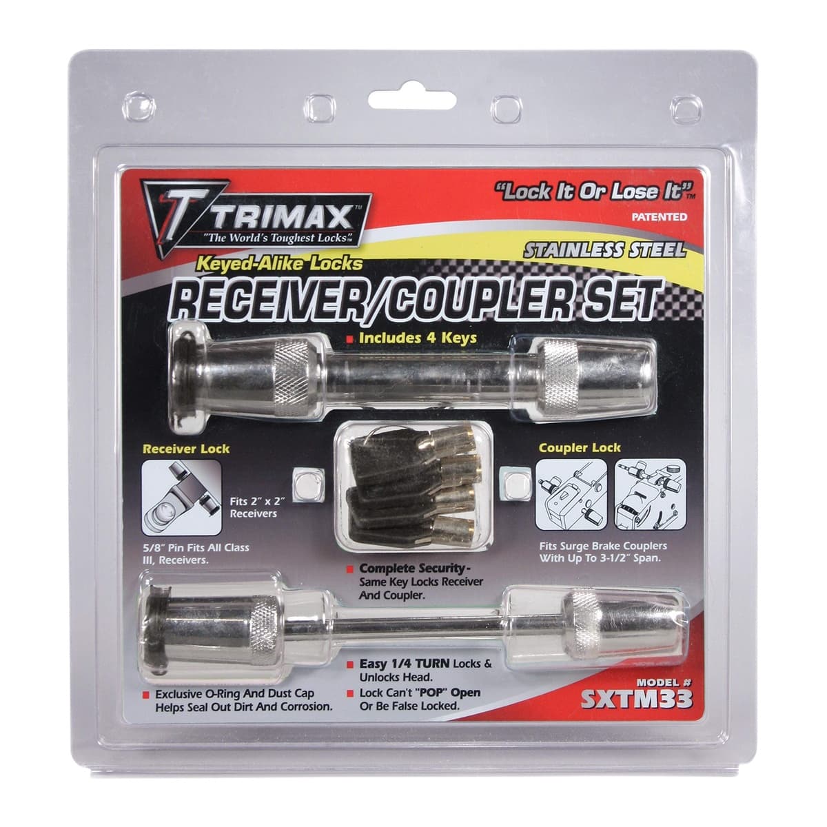 Trimax Stainless Steel Receiver & Coupler Lock Set