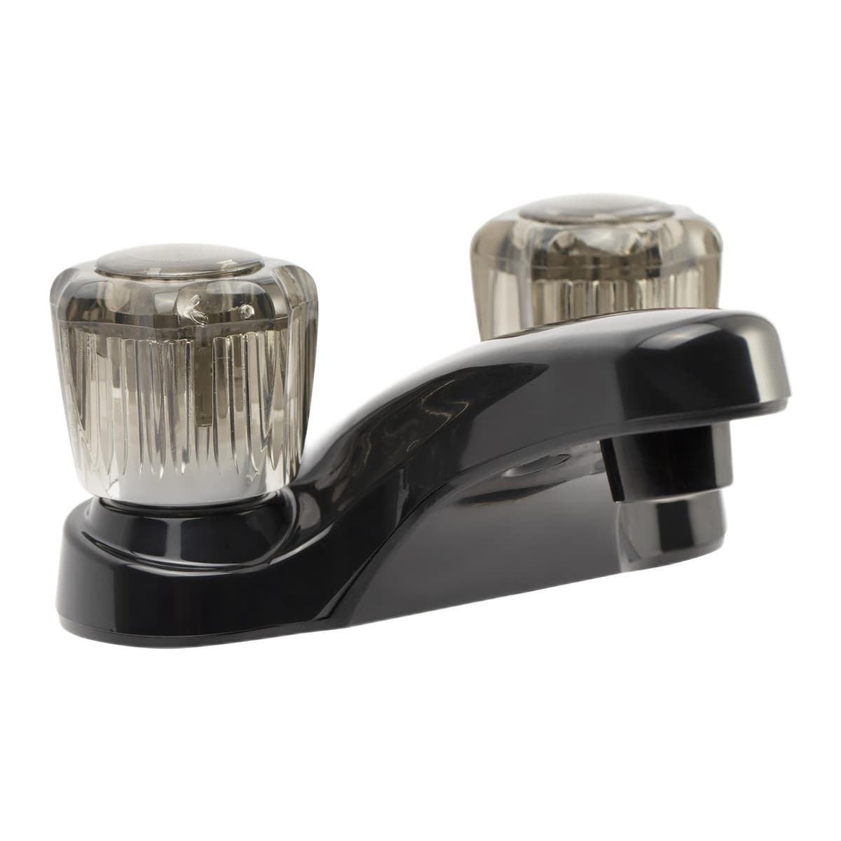 Dura Faucet RV Bathroom Faucet | Smoked Acrylic Knobs, Black