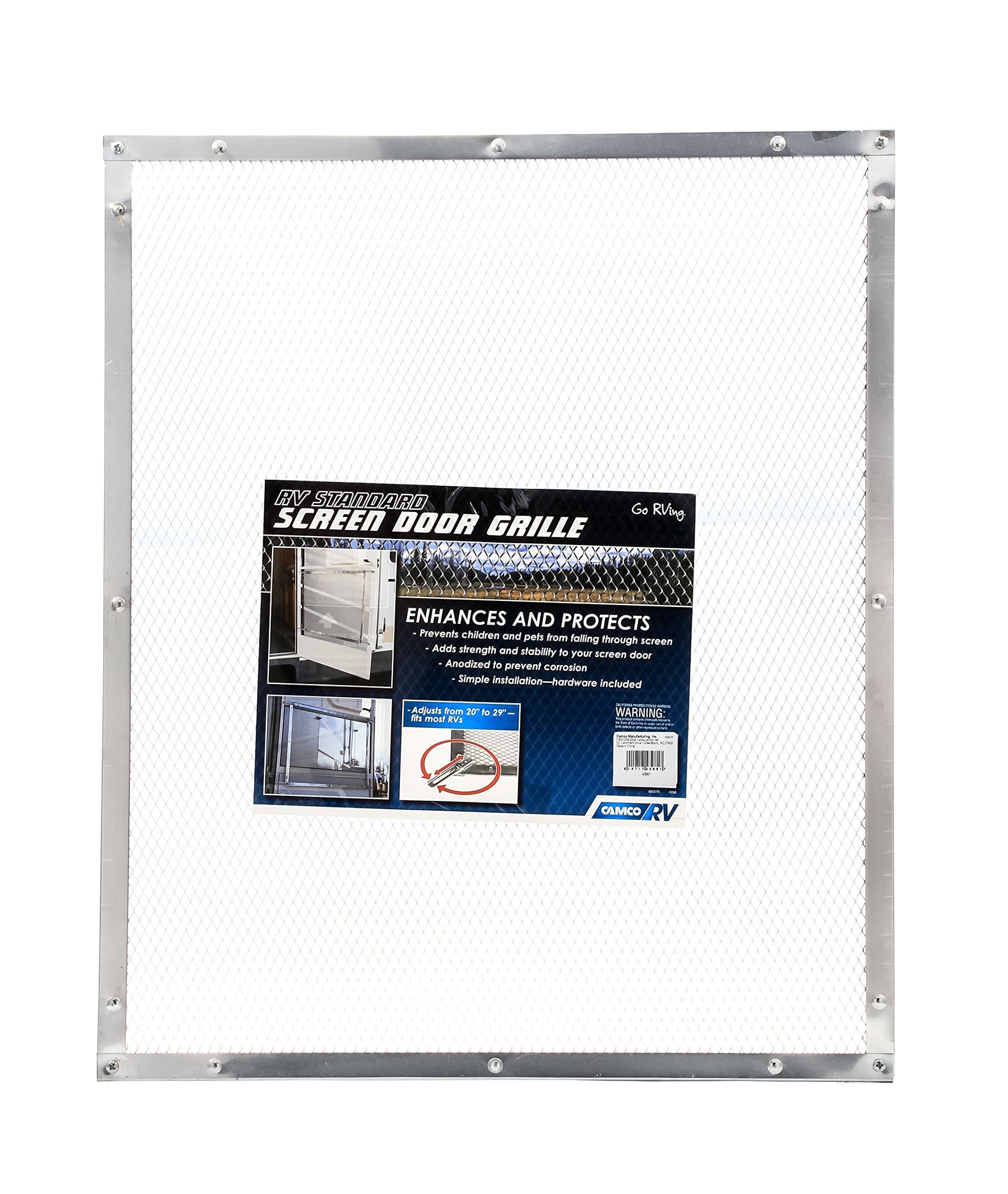 Camco Aluminum Screen Door Mesh Grille | Standard, Fits 20.25"-29" Wide Doors