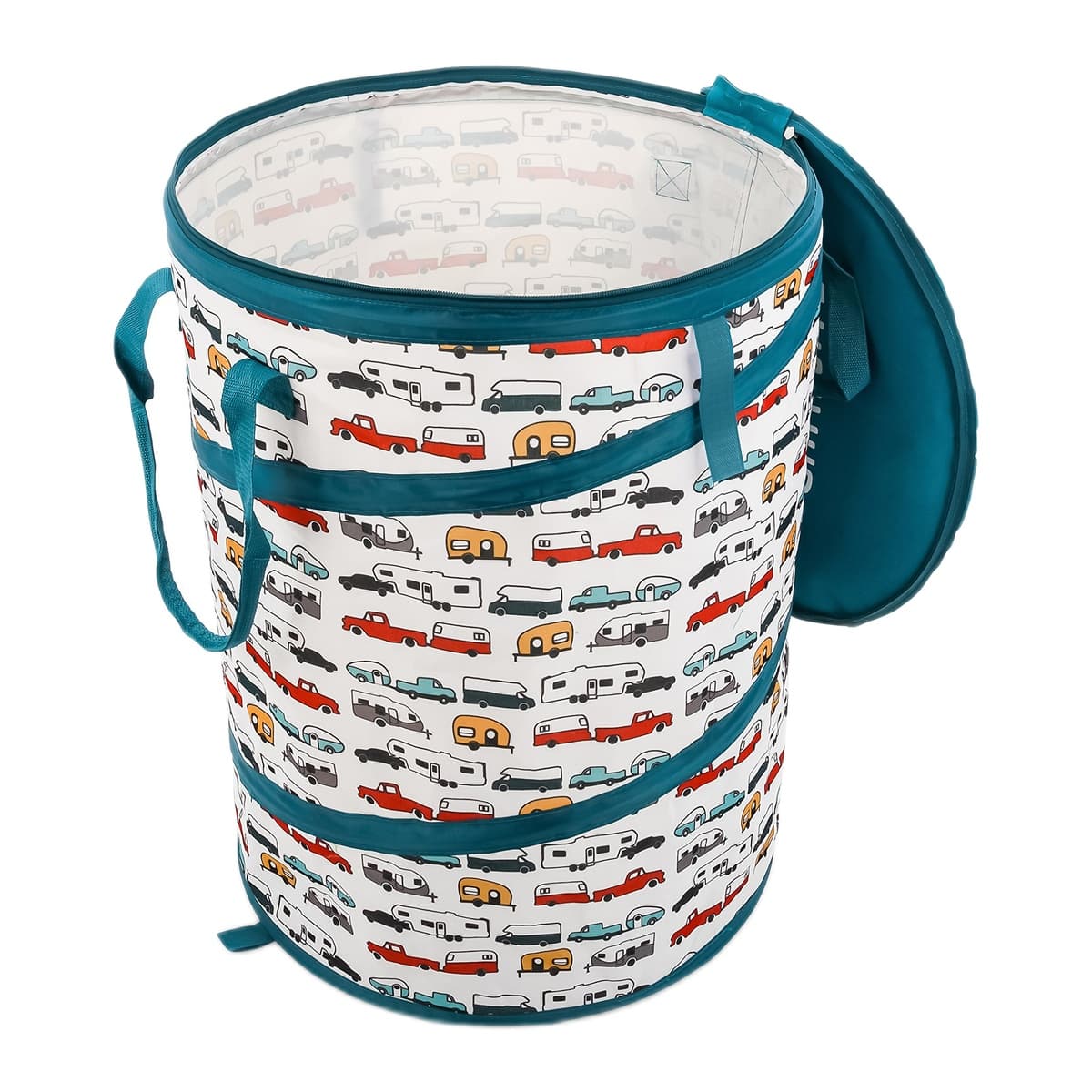 Camco Pop-Up Utility Container | 18" x 24", Zippered Lid, RV Print