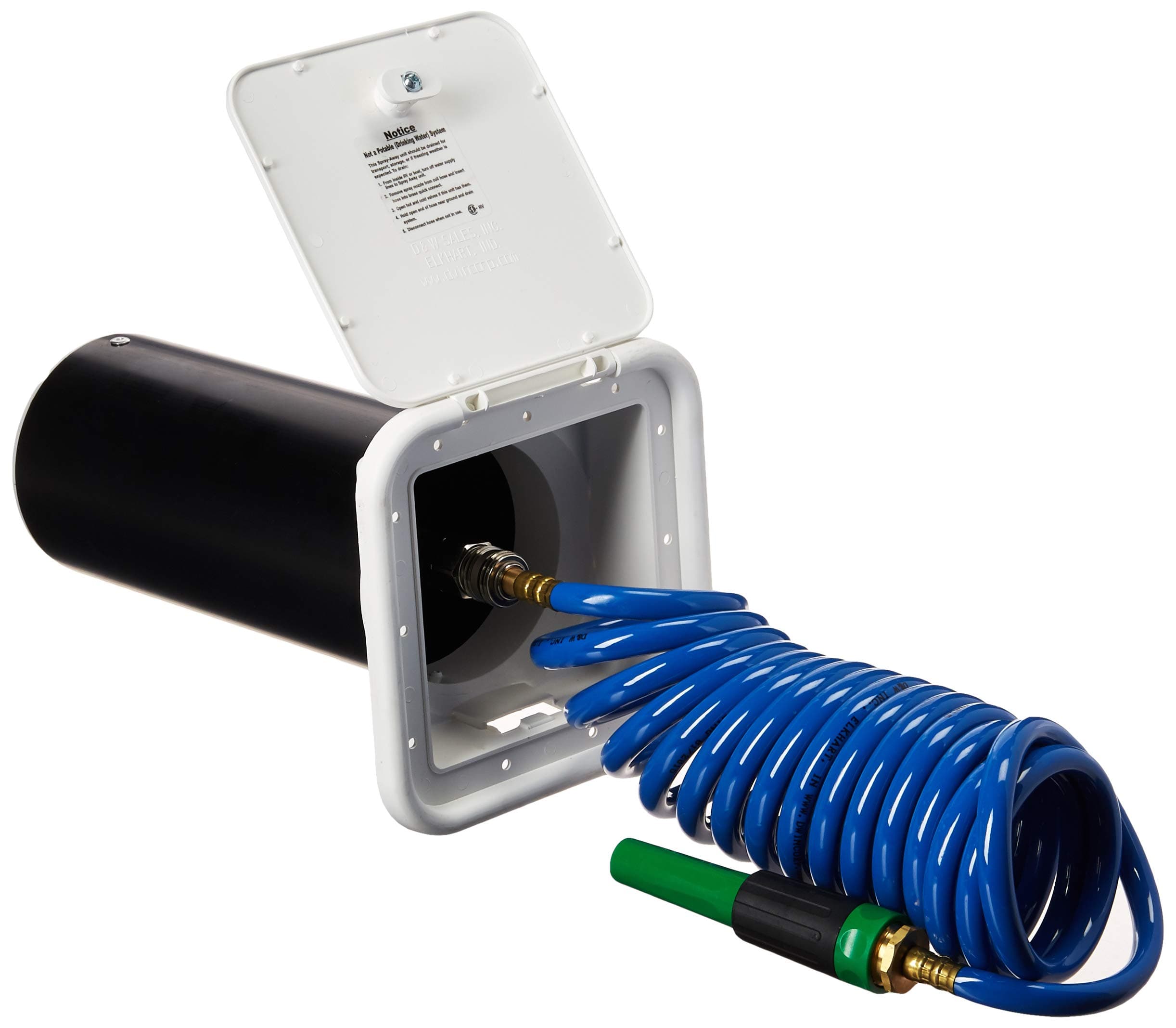 Valterra Phoenix Spray-Away Self-Storing Sprayer | Quick Connect, 15 Ft Coiled Hose, White