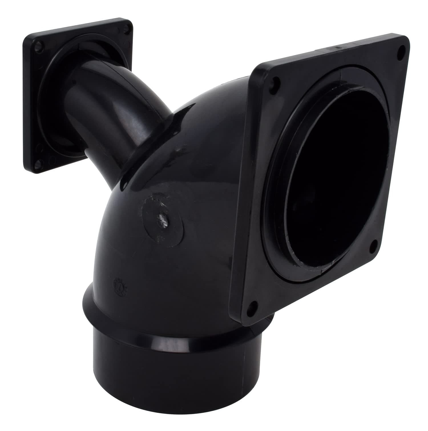 Valterra 2-Way Ell Flanged Fitting | 3" Spigot x 3" & 1-1/2" Rotating Flanges, Black