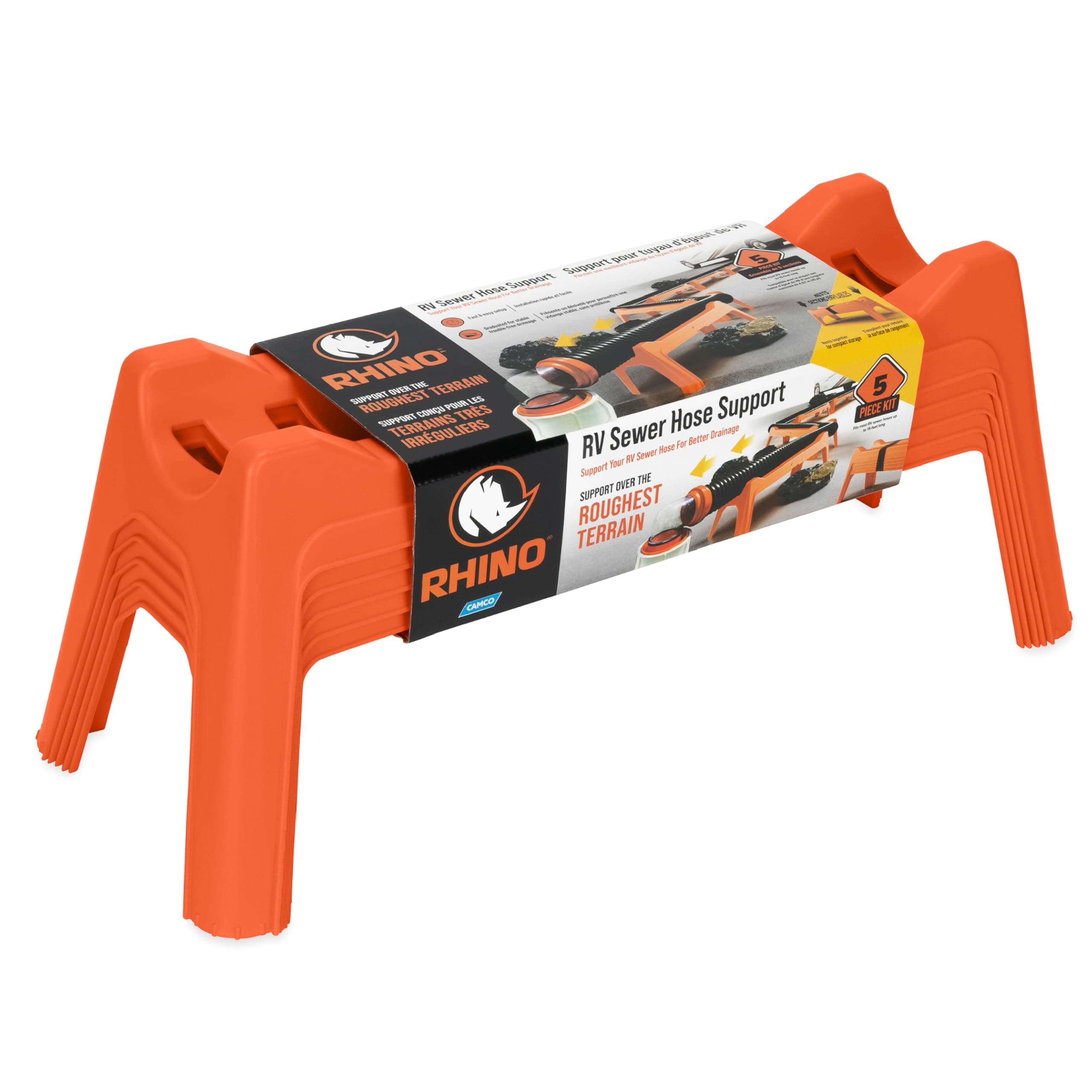 Rhino Nesting RV Sewer Hose Support Kit | 5 Sections, Holds up to 15 ft