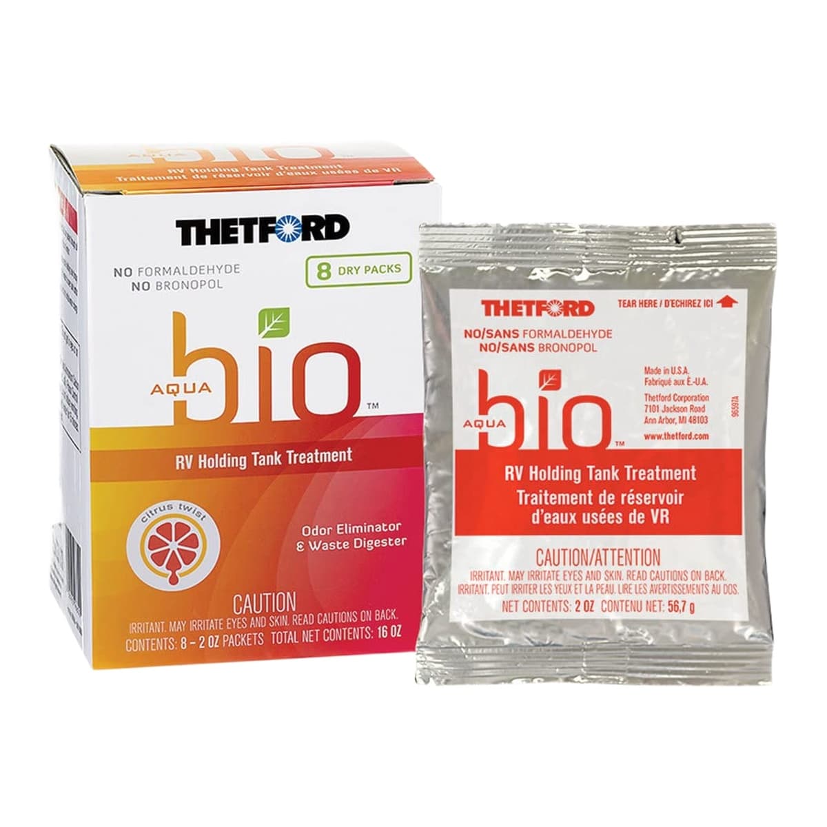 Thetford AquaBio Dri Holding Tank Deodorant, Citrus Twist (Dripack)