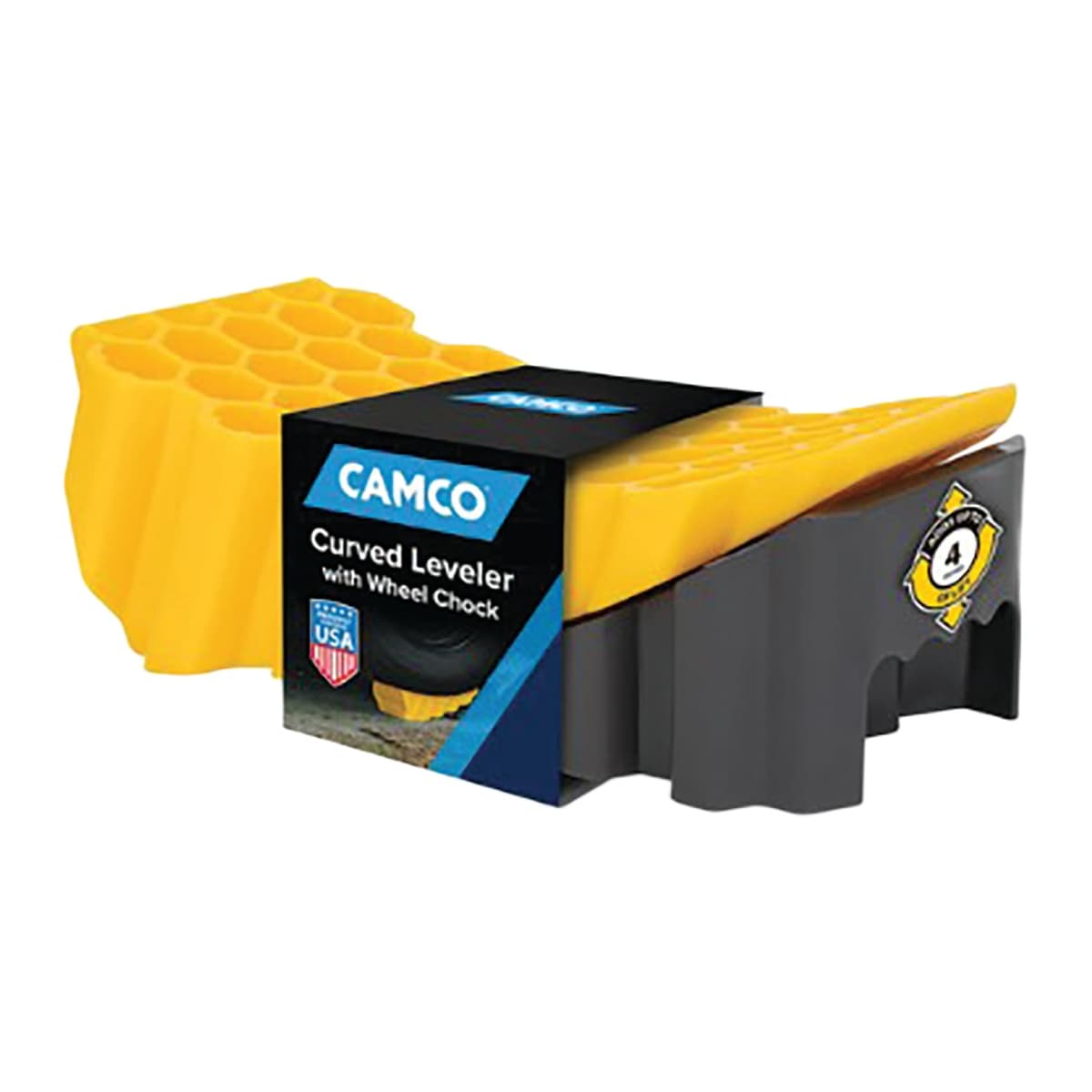 Camco Curved RV Leveler & Wheel Chock | Up to 30,000 lbs