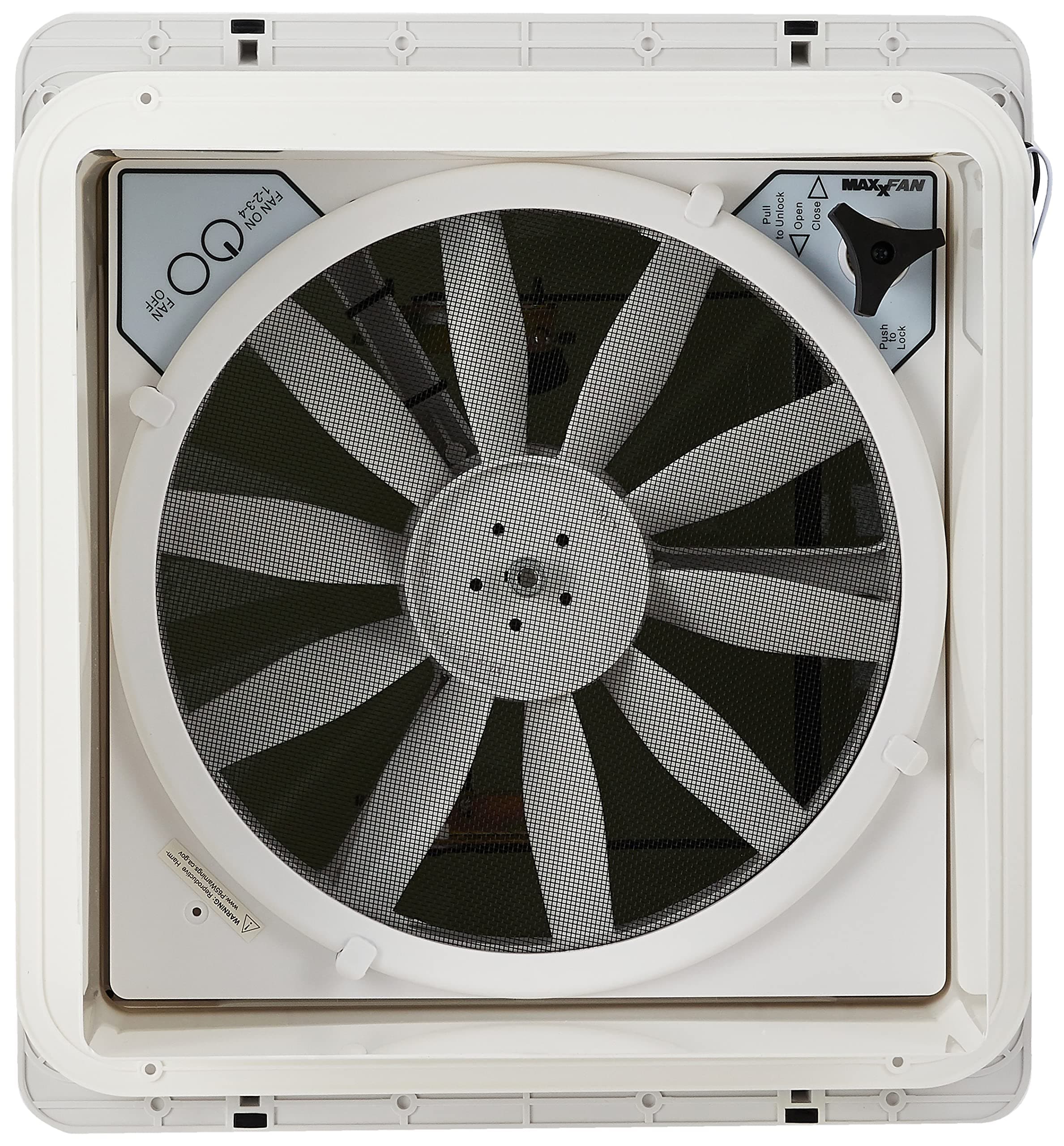 MaxxAir Original Maxxfan | 4-Speed Roof Vent Fan, Manual Lift, Smoke