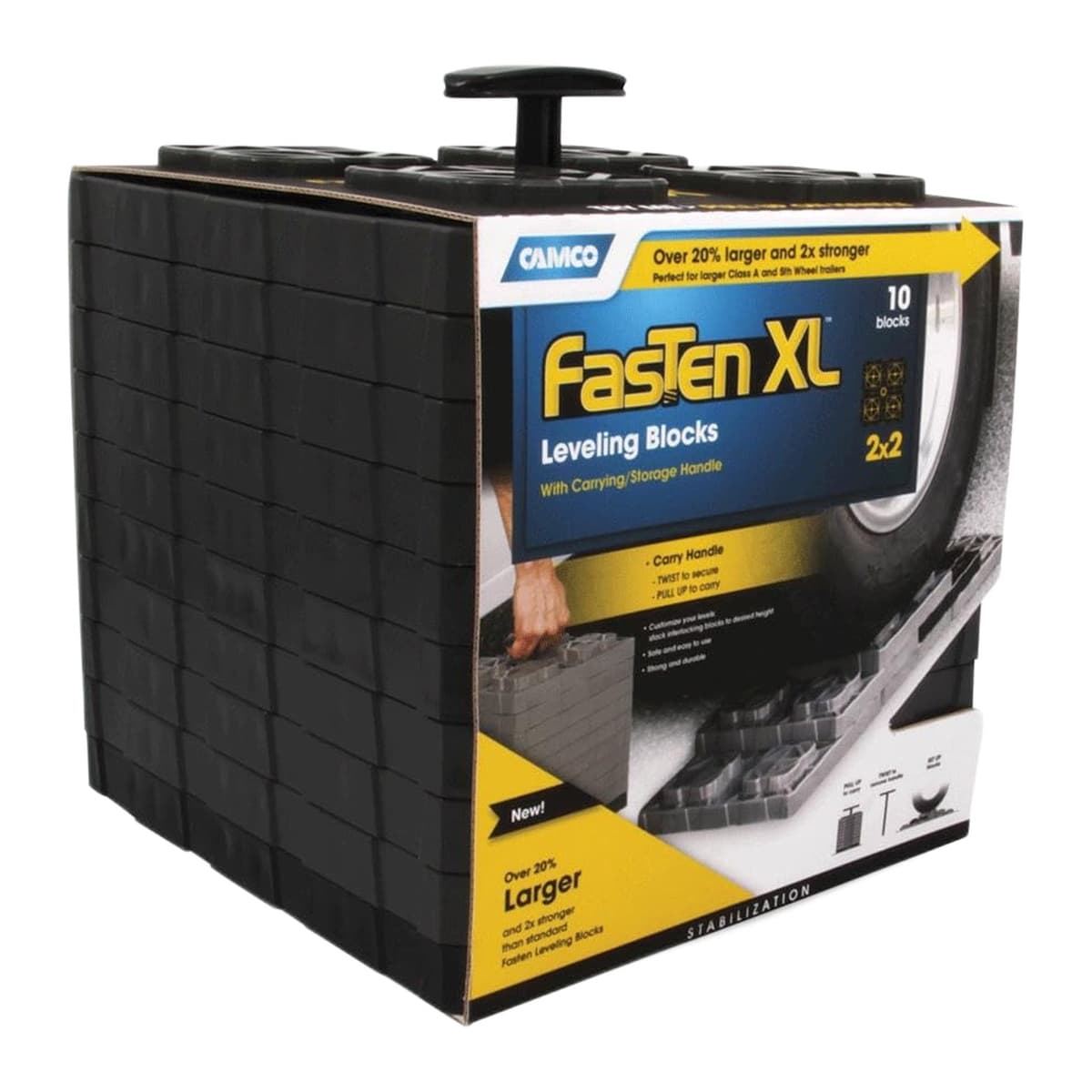 Camco FasTen XL Leveling Blocks | 10-Pack with T-Handle