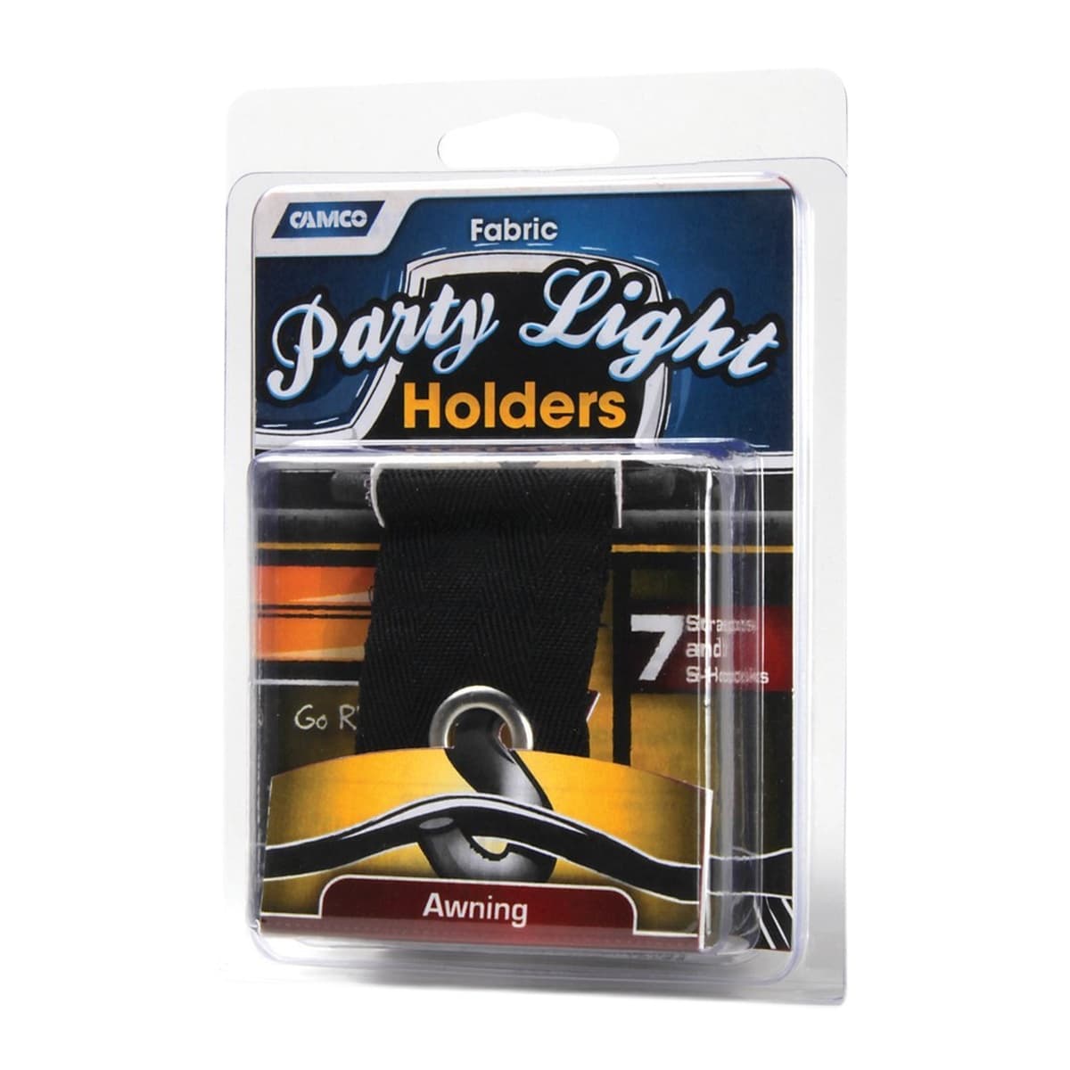 Camco RV Awning Fabric Party Light Holders | 7-Pack, Black