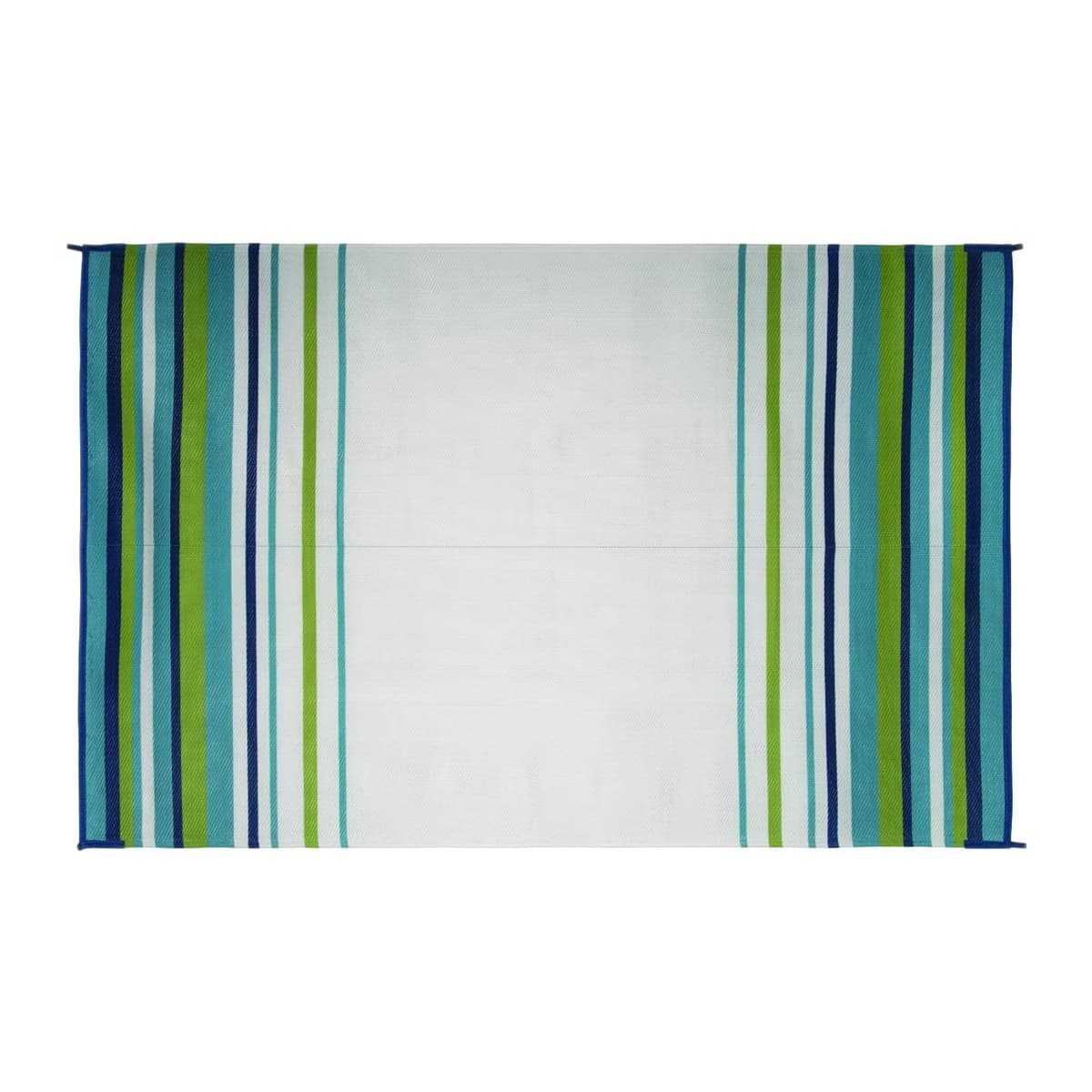Faulkner Striped Reversible Patio Mat | 8 ft x 20 ft, Aqua/Navy/Lime/White