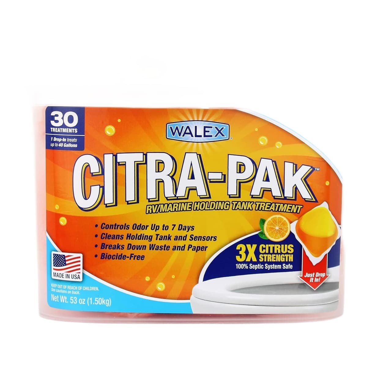 Walex Citra-Pak RV Holding Tank Drop-Ins | Citrus, 30-Pack