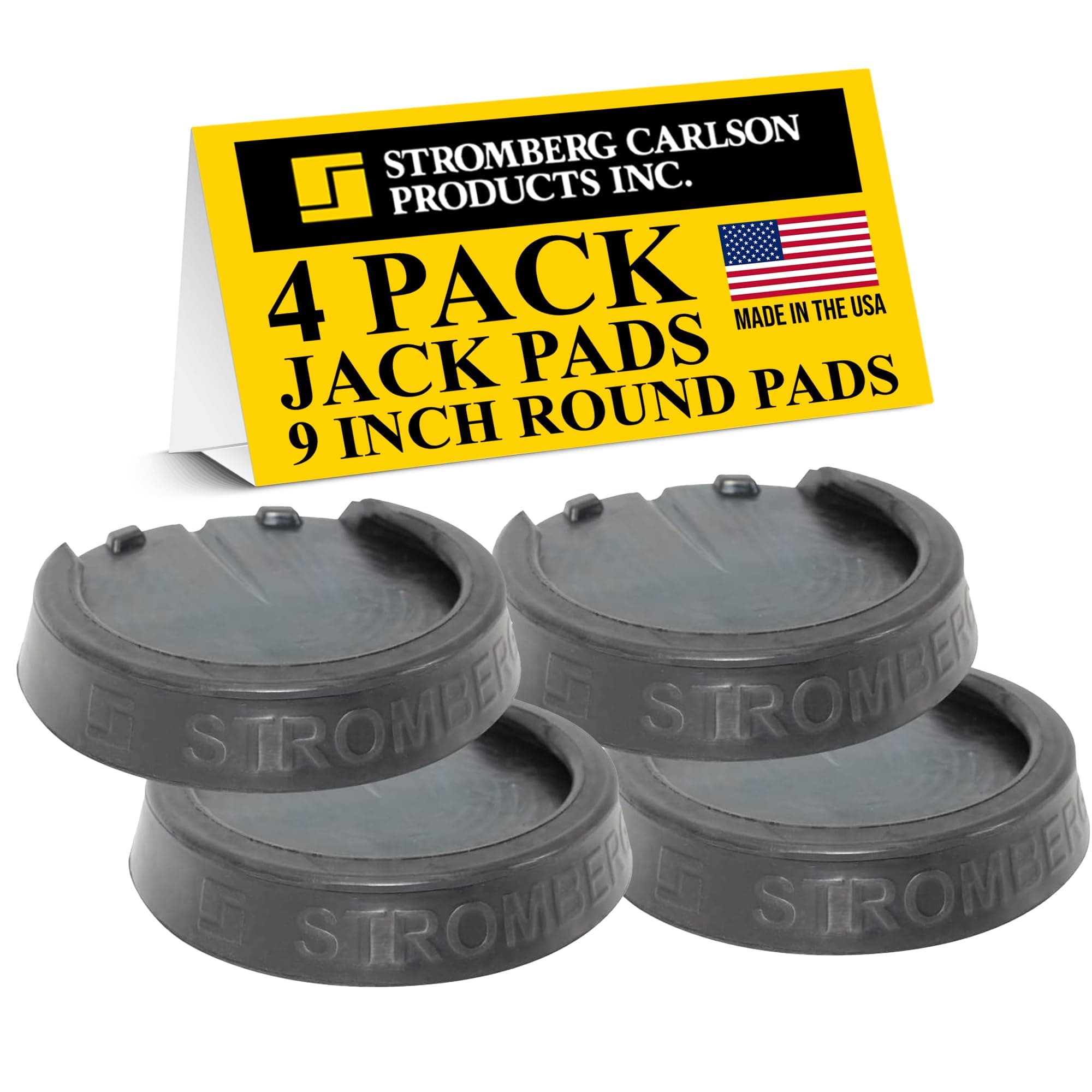 Stromberg Carlson RV Leveling Jack Pads | 9" Round EPDM Rubber Foot Pads, 4-Pack