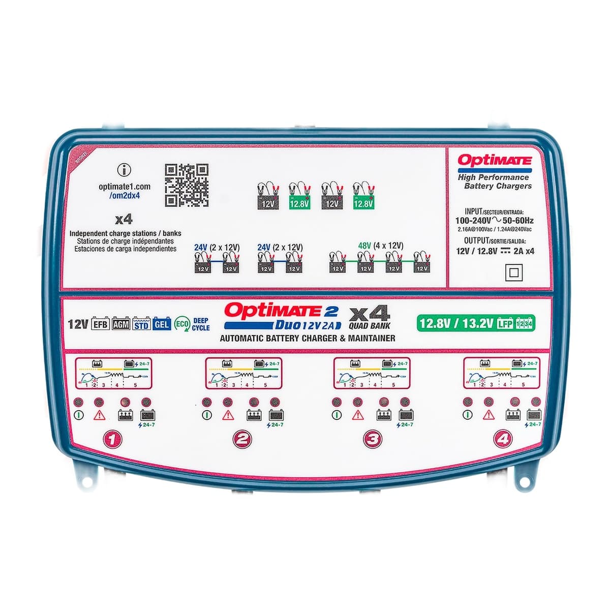 OptiMate 2 Duo 4-Bank 12V 2A Battery Charger & Maintainer