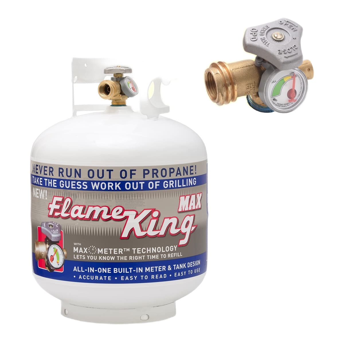 Flame King 20 lb Steel Propane Cylinder | OPD Valve with Gauge
