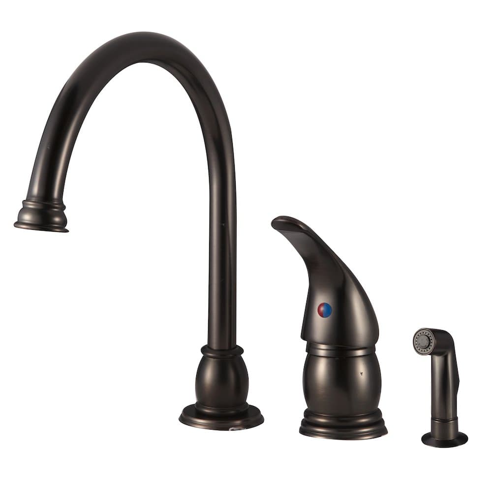 Dura Faucet Designer Gooseneck RV Kitchen Faucet | Venetian Bronze, Side Sprayer, Single Handle